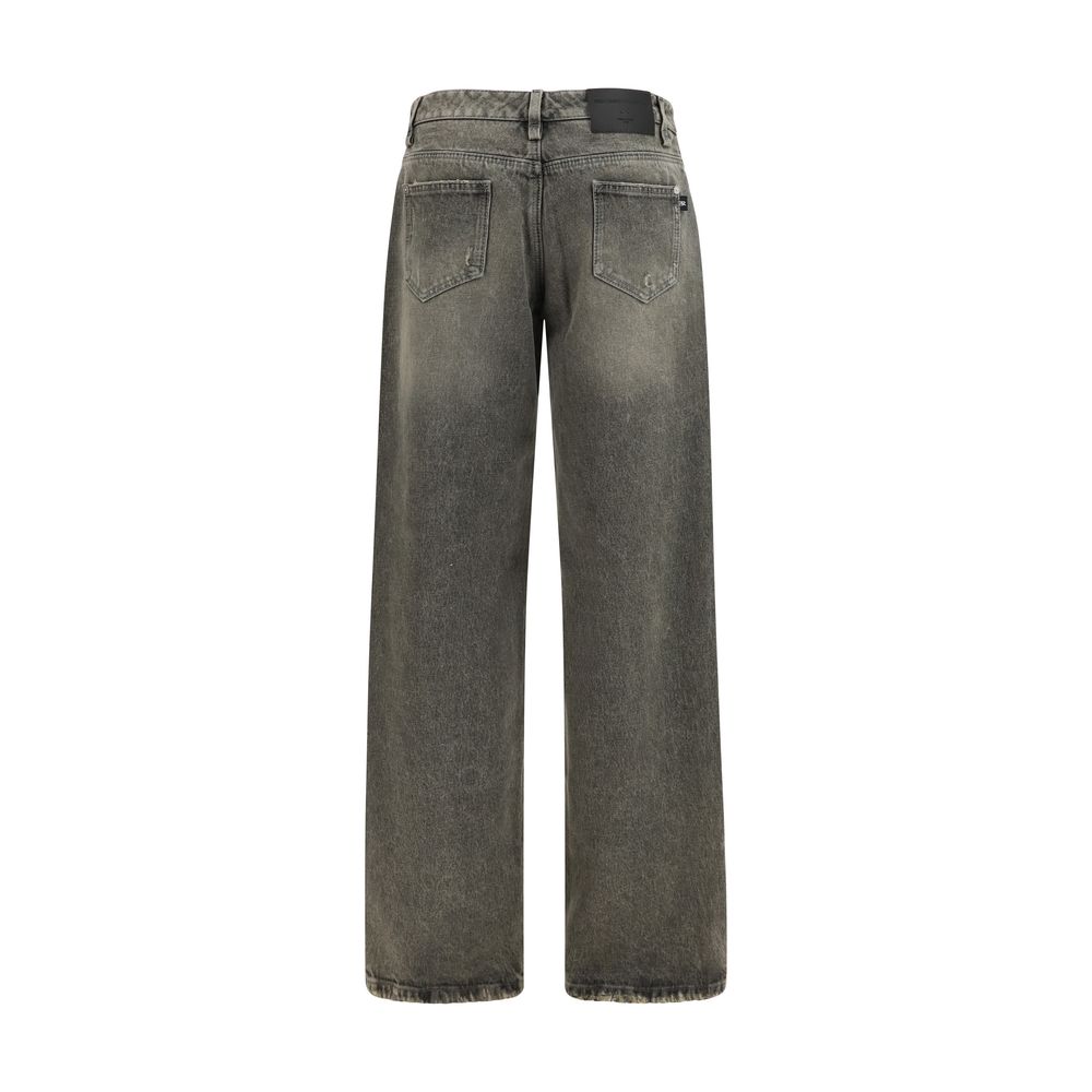 Gray Cotton Relaxed Fit Jeans
