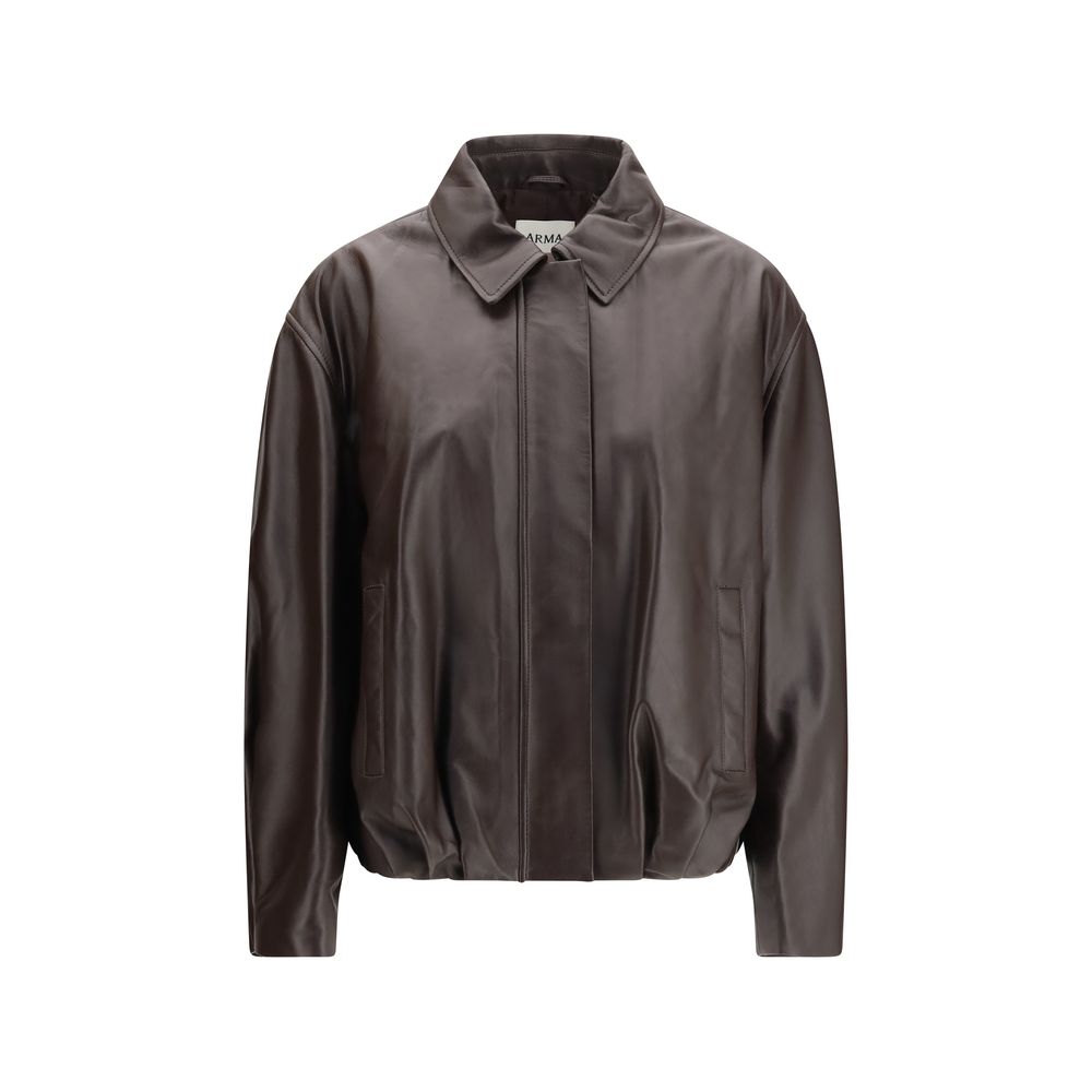 Brown Leather Bomber