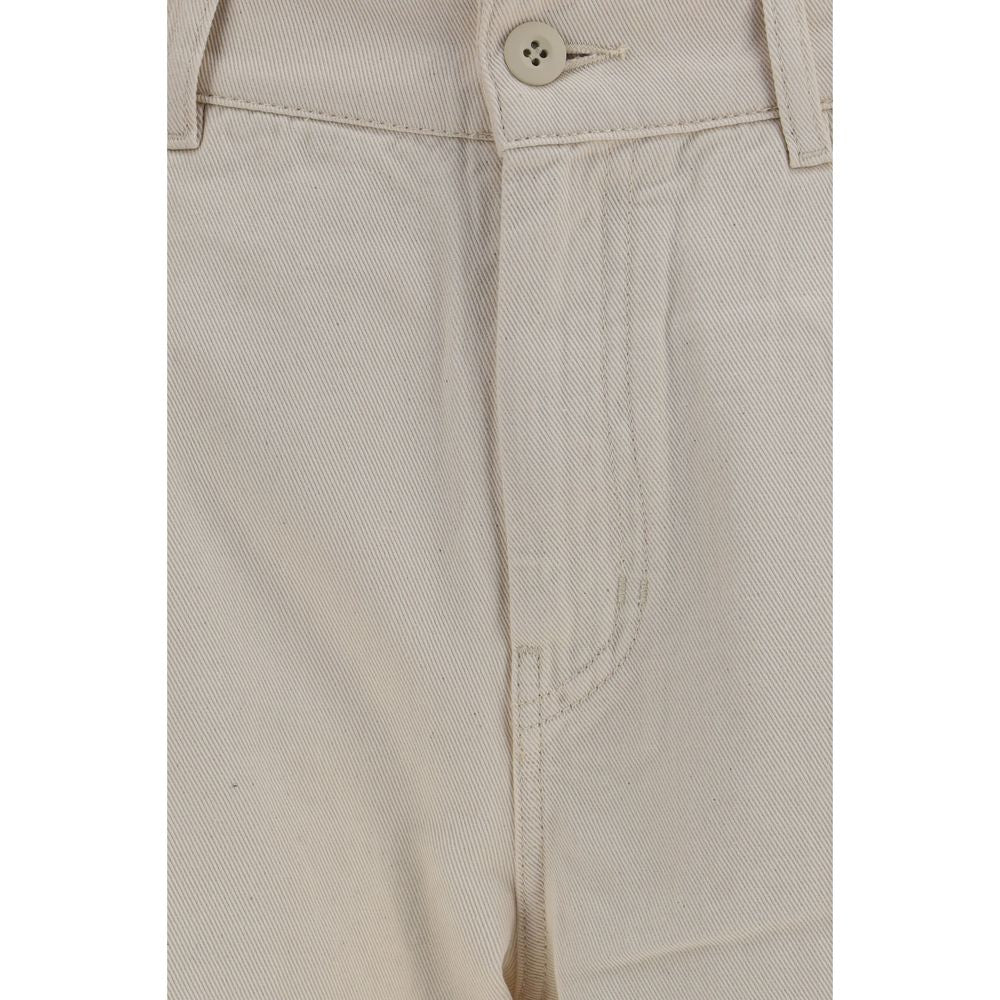 Beige Cotton Casual Pants