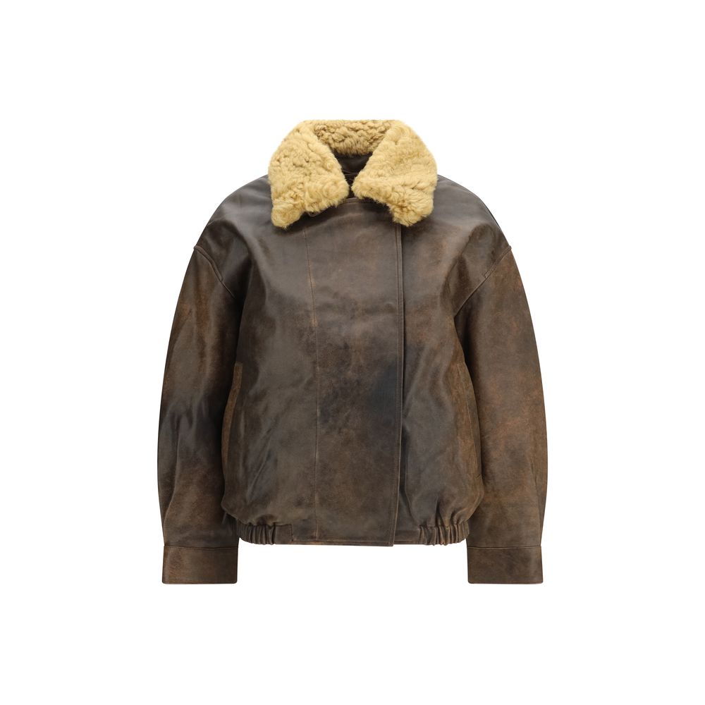 Brown Lamb Ovis Aries Aries Leather Jacket