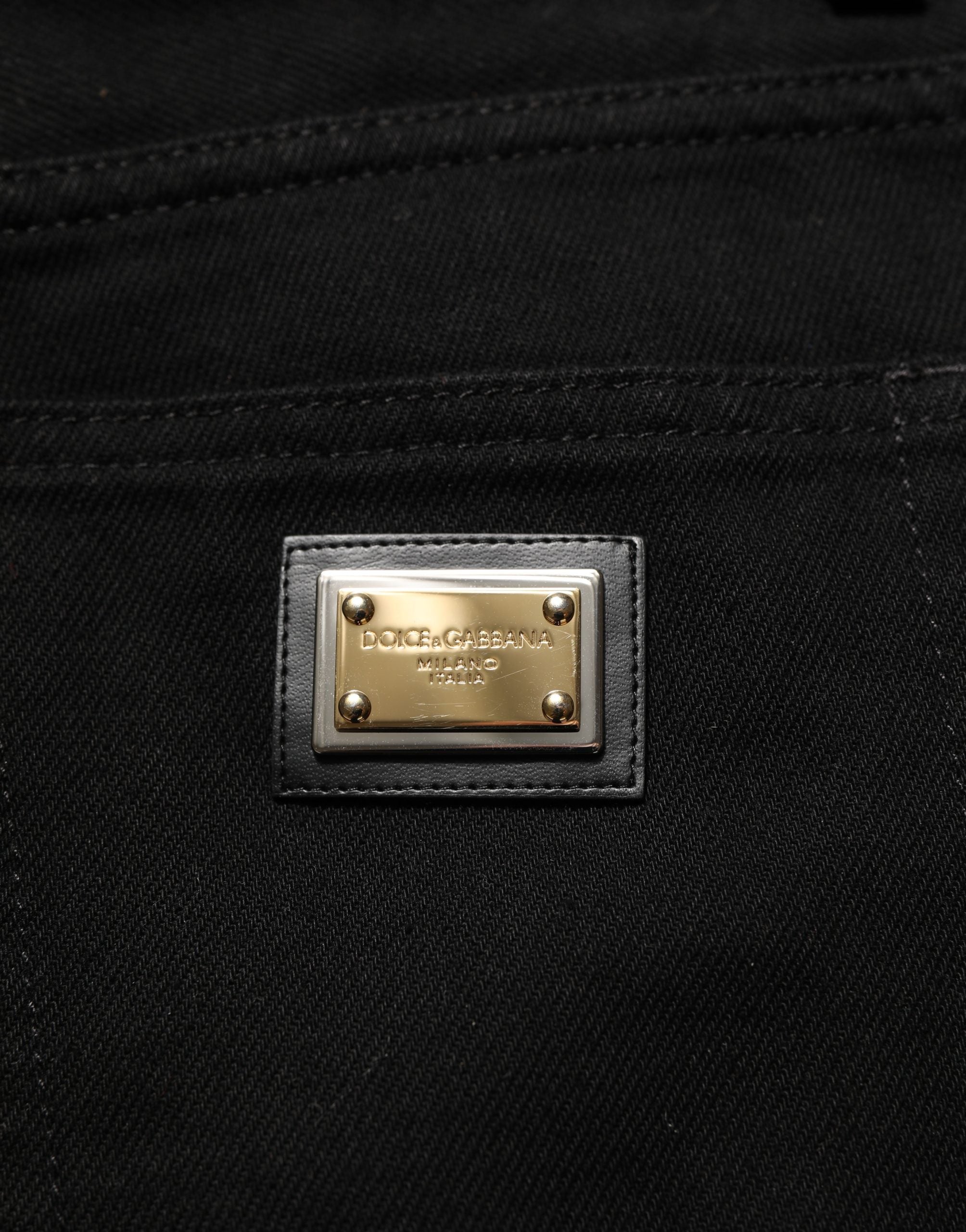Black Cotton Stretch Straight Denim Jeans