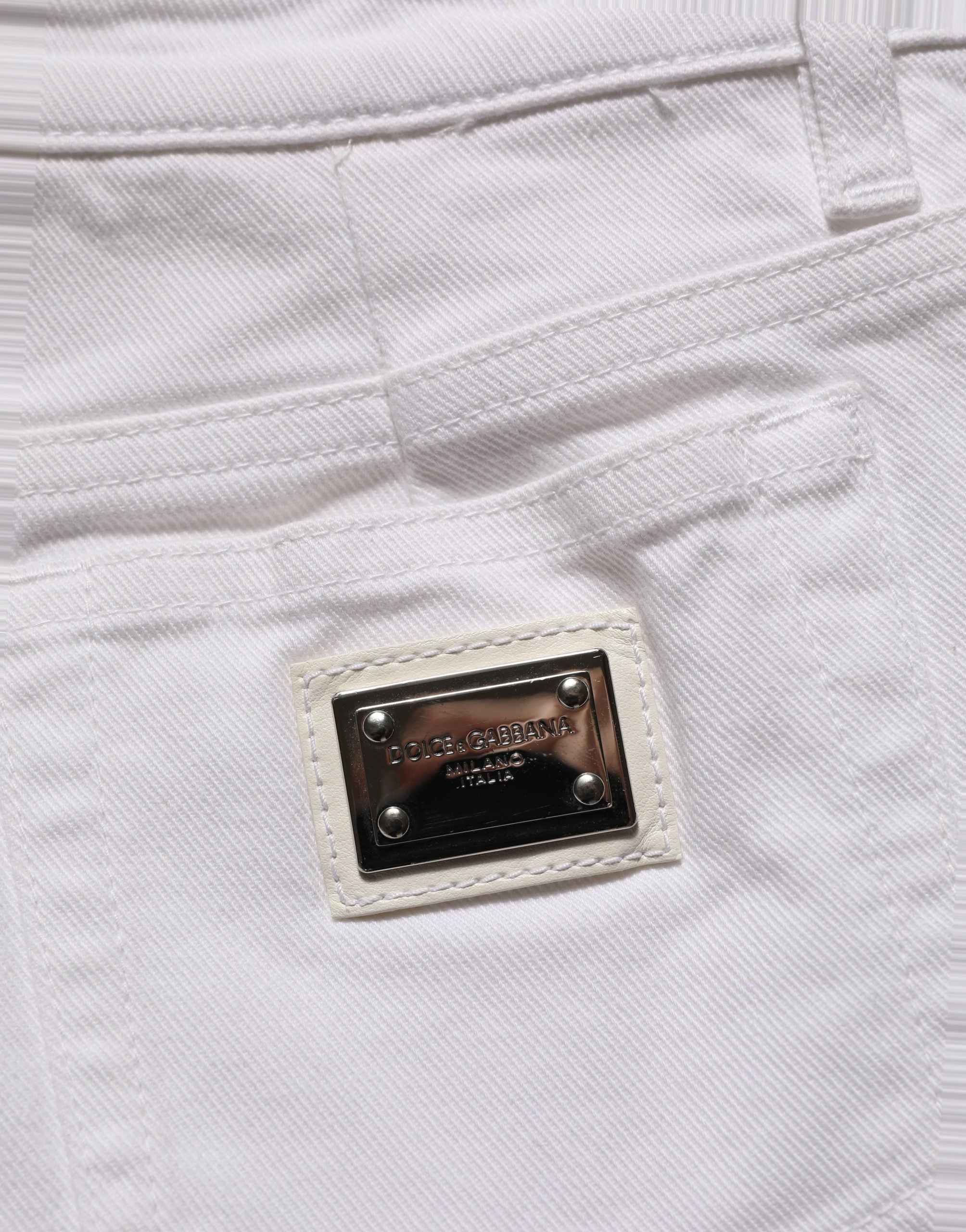 White Cotton Low Rise Denim Hot Pants Shorts
