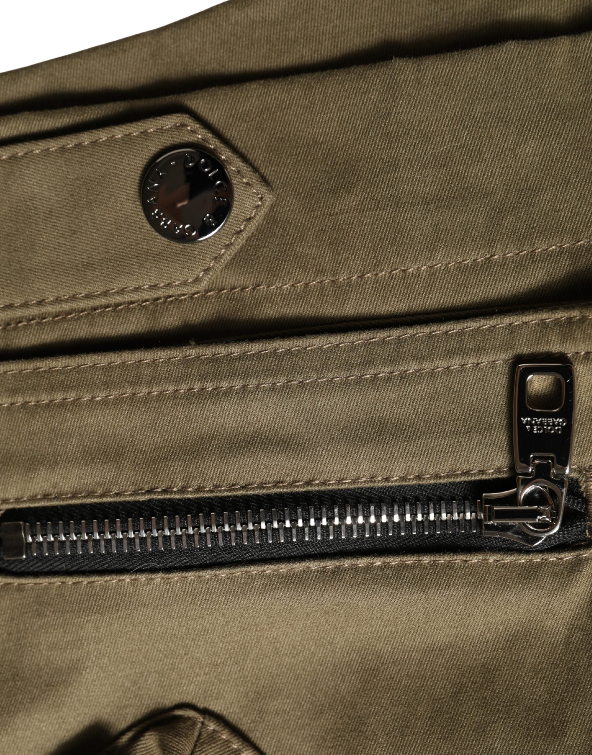 Green Cotton Mid Rise Cargo Hot Pants Shorts