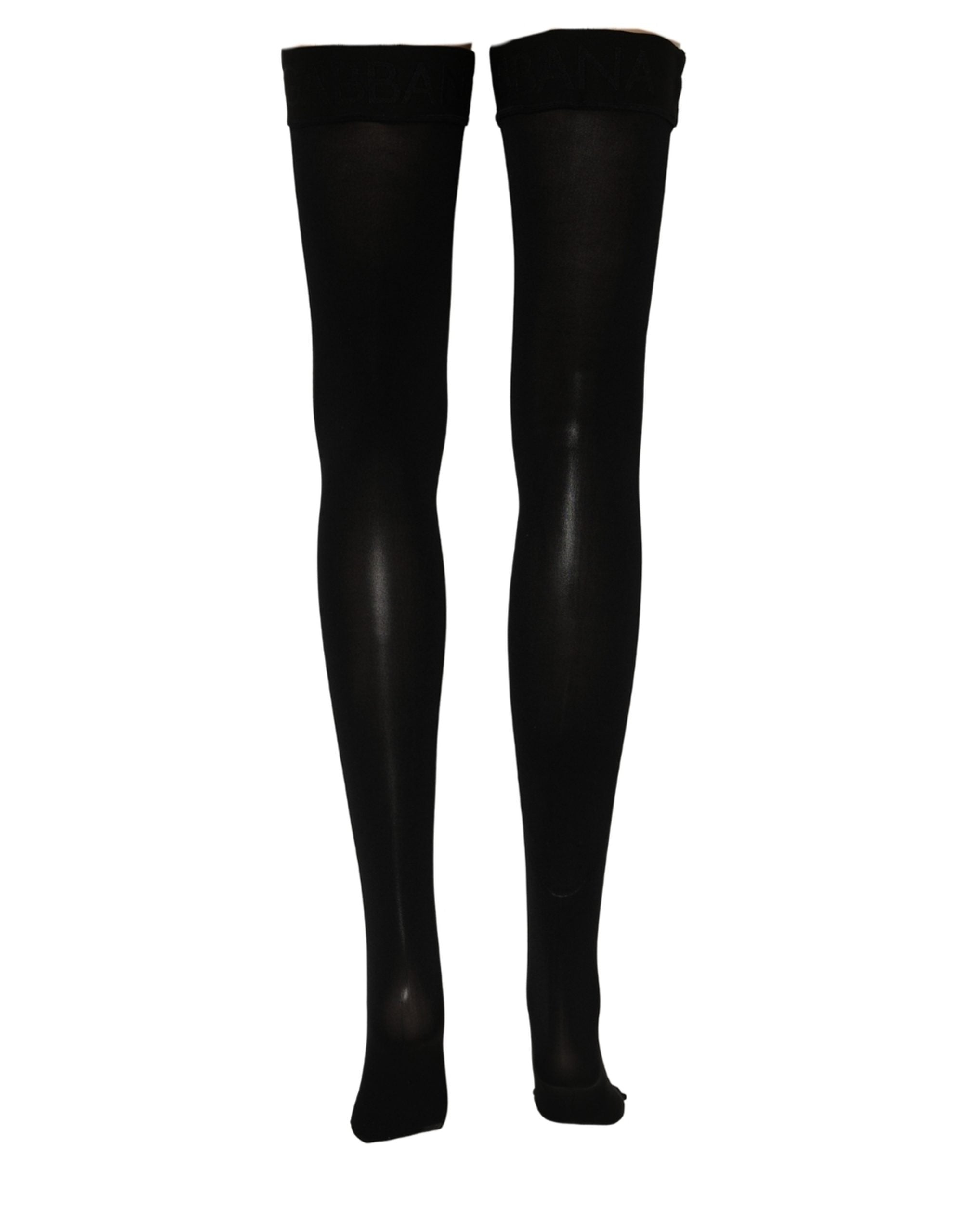 Black 100% Nylon Thigh High Stockings Socks