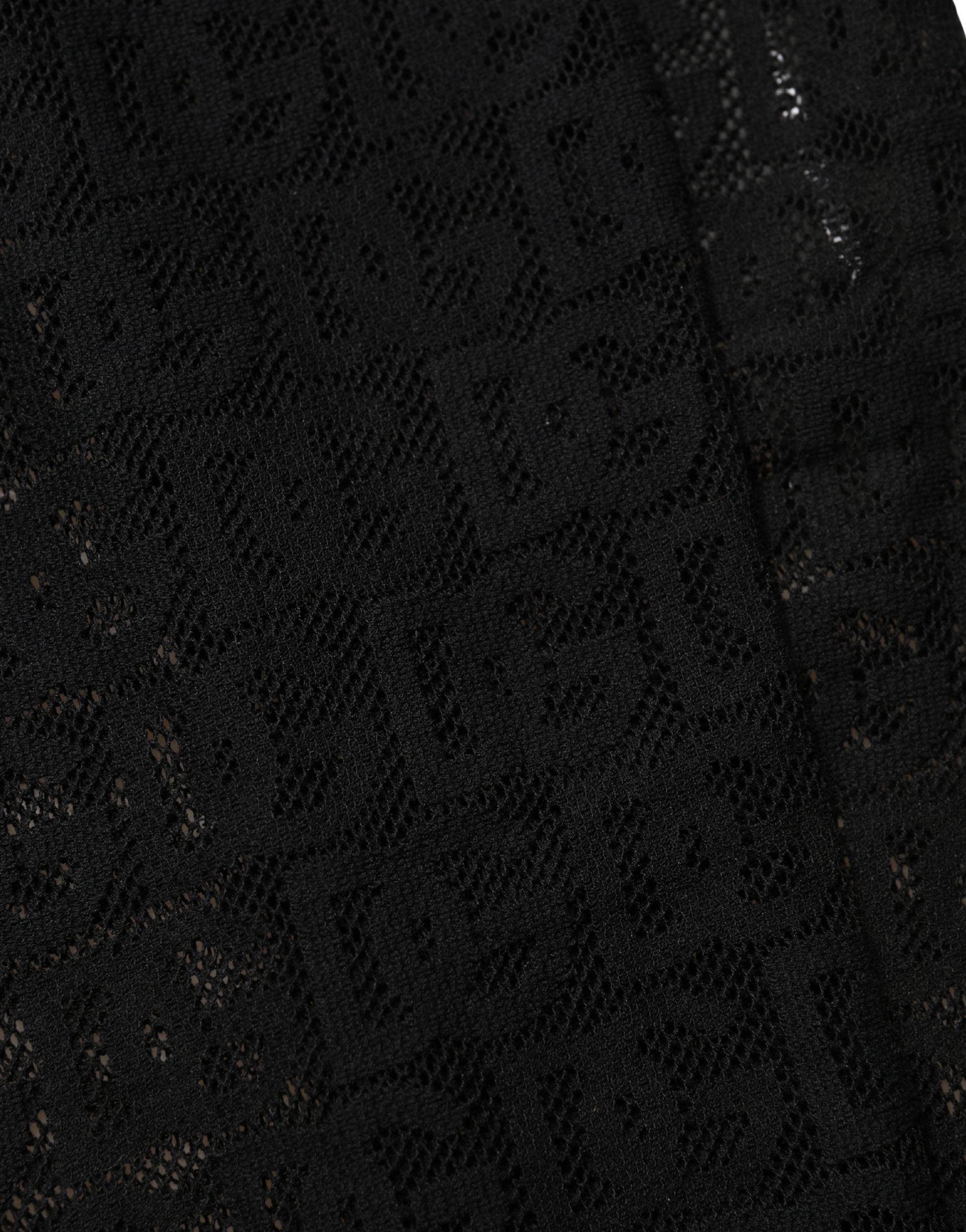 Black DG Logo Sheer Nylon Thigh High Socks