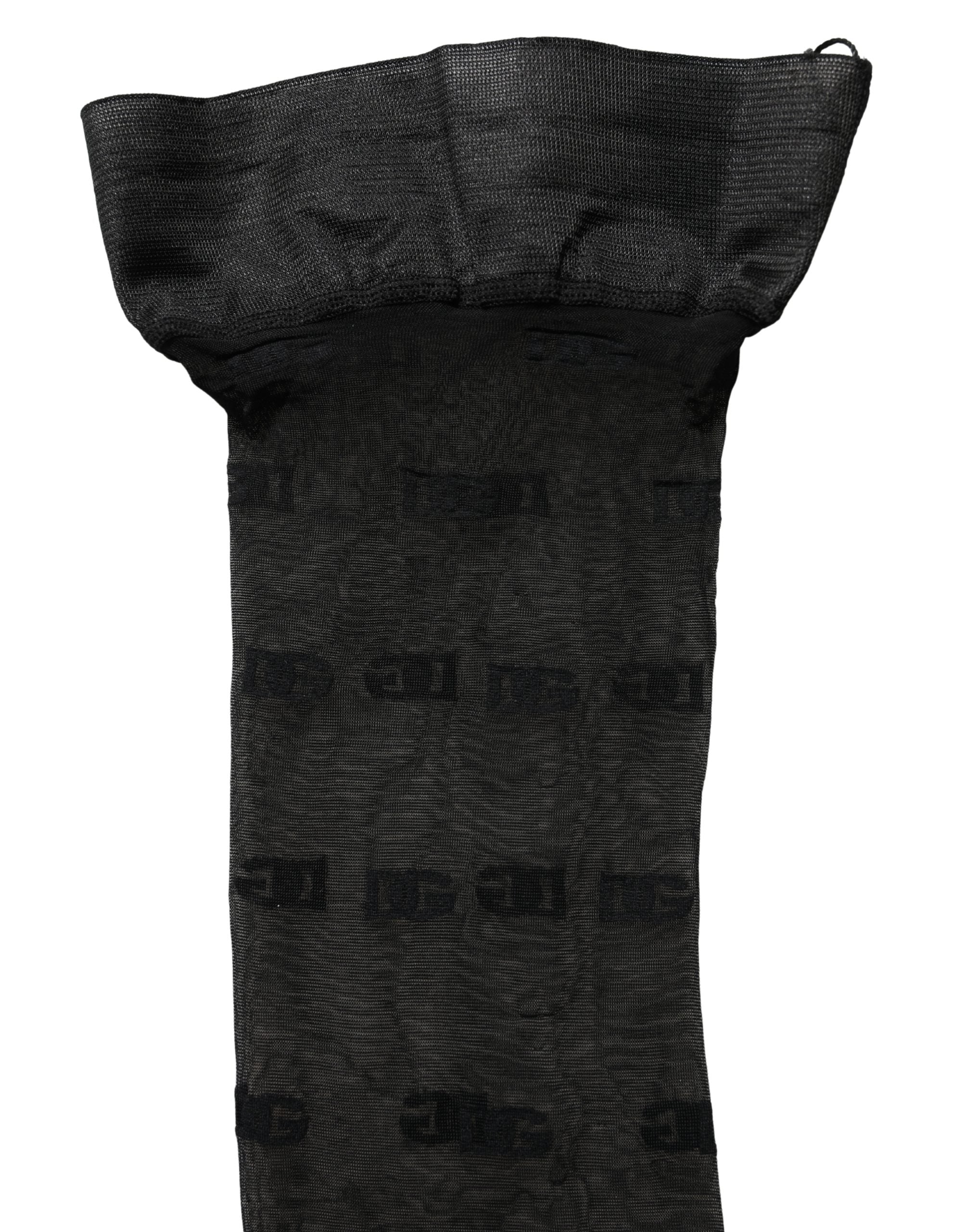 Black Sheer Logo Monogram Tights Stockings Socks