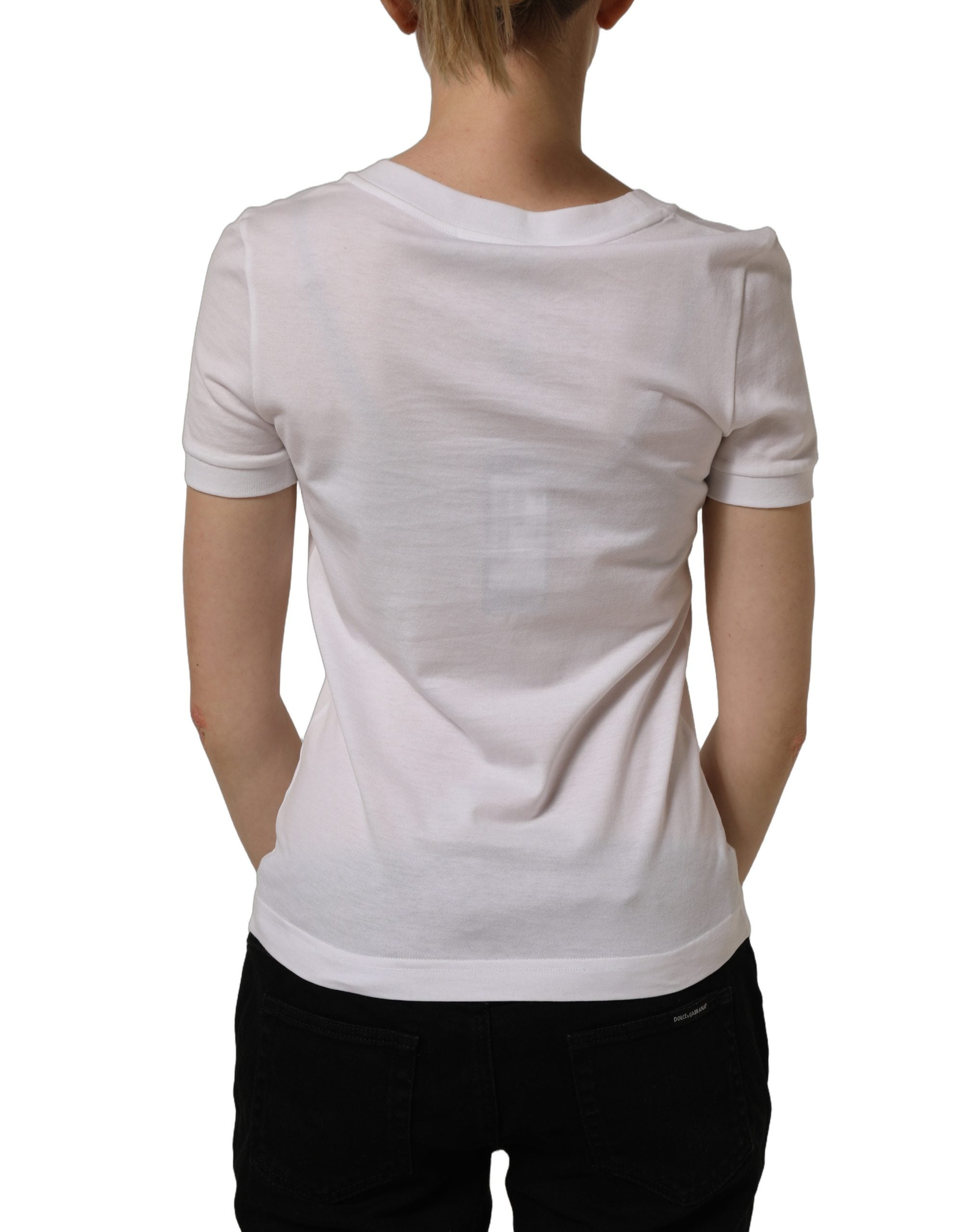 White Crystal Embellished Cross Top T-shirt
