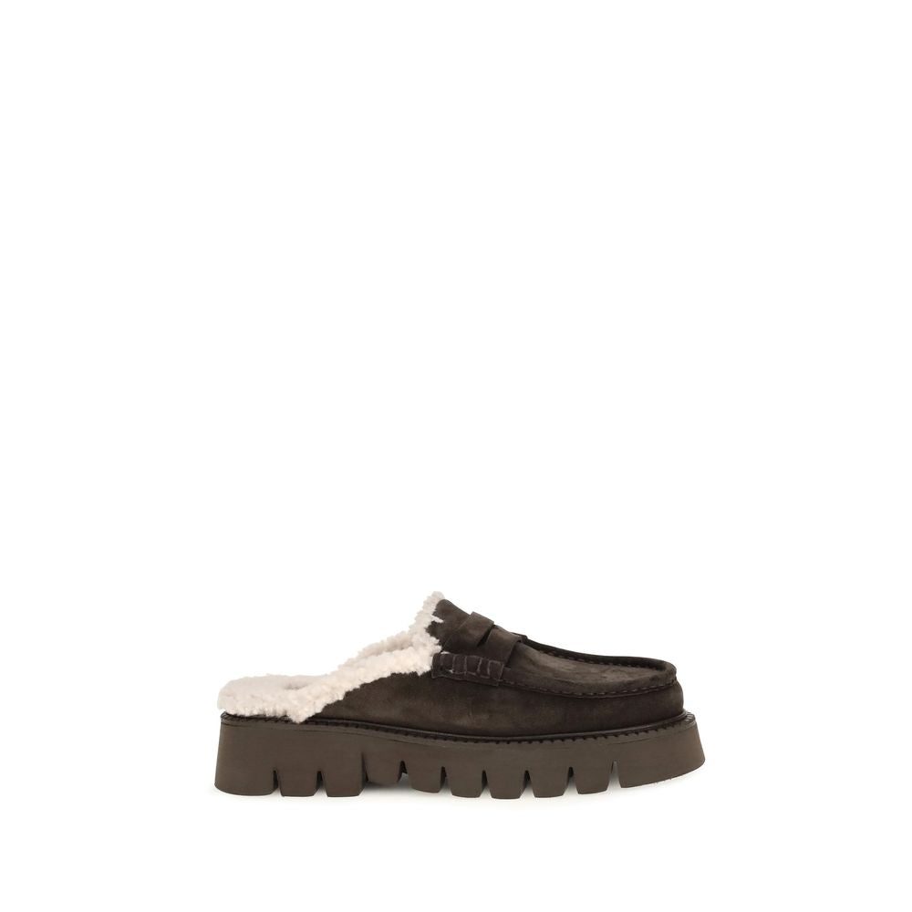 Brown Calf Leather Bos Taurus Mules