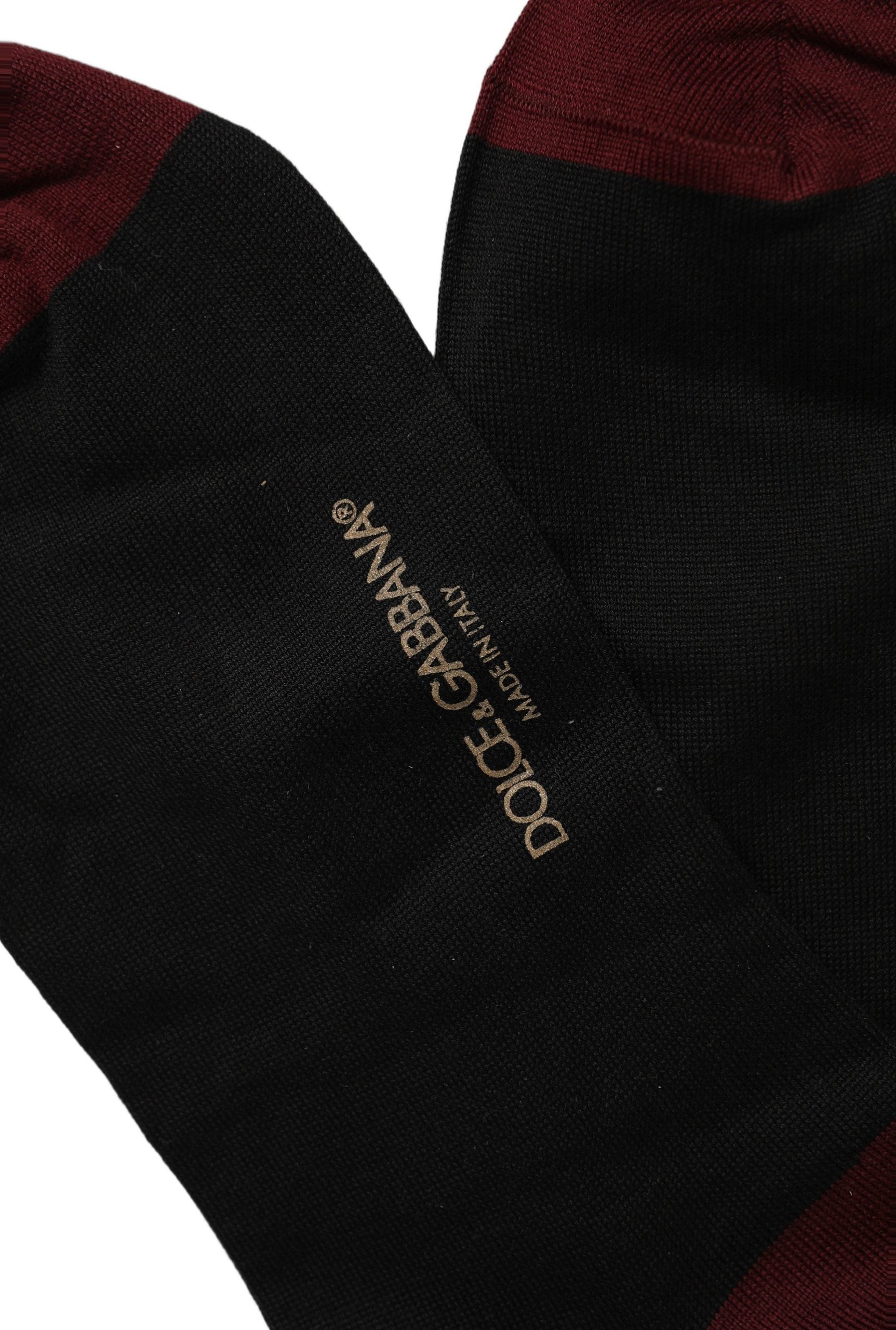 Men Burgundy Black Logo Mid Calf Accessory Socks
