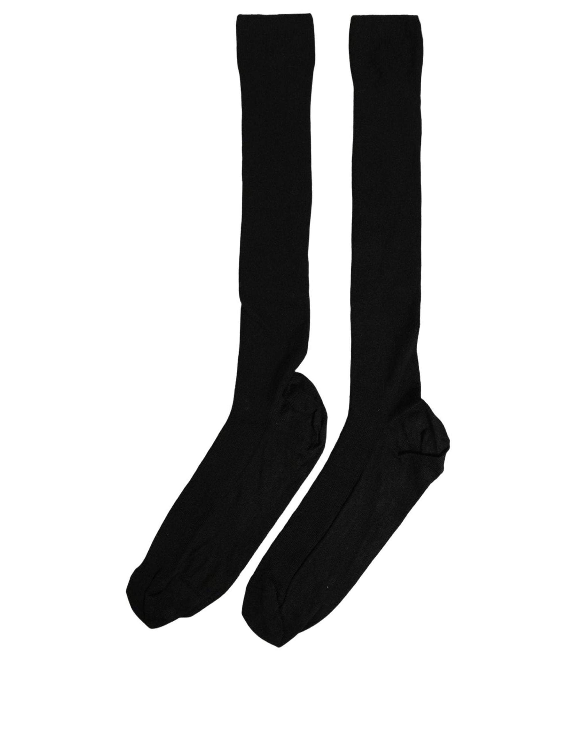 Men Black Viscose Logo Knee High Accessory Socks