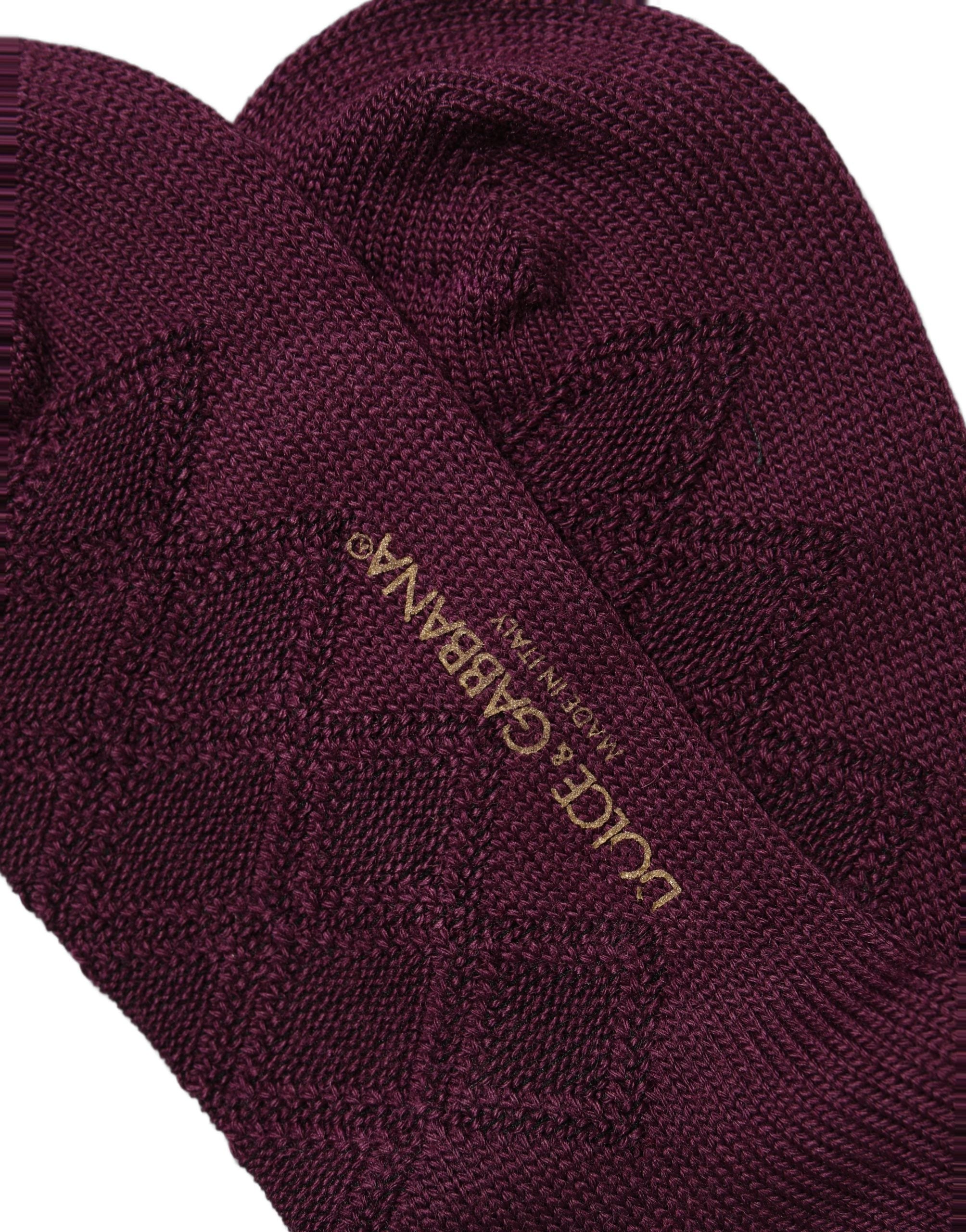 Burgundy Wool Crest Logo Knee High Accessory Socks