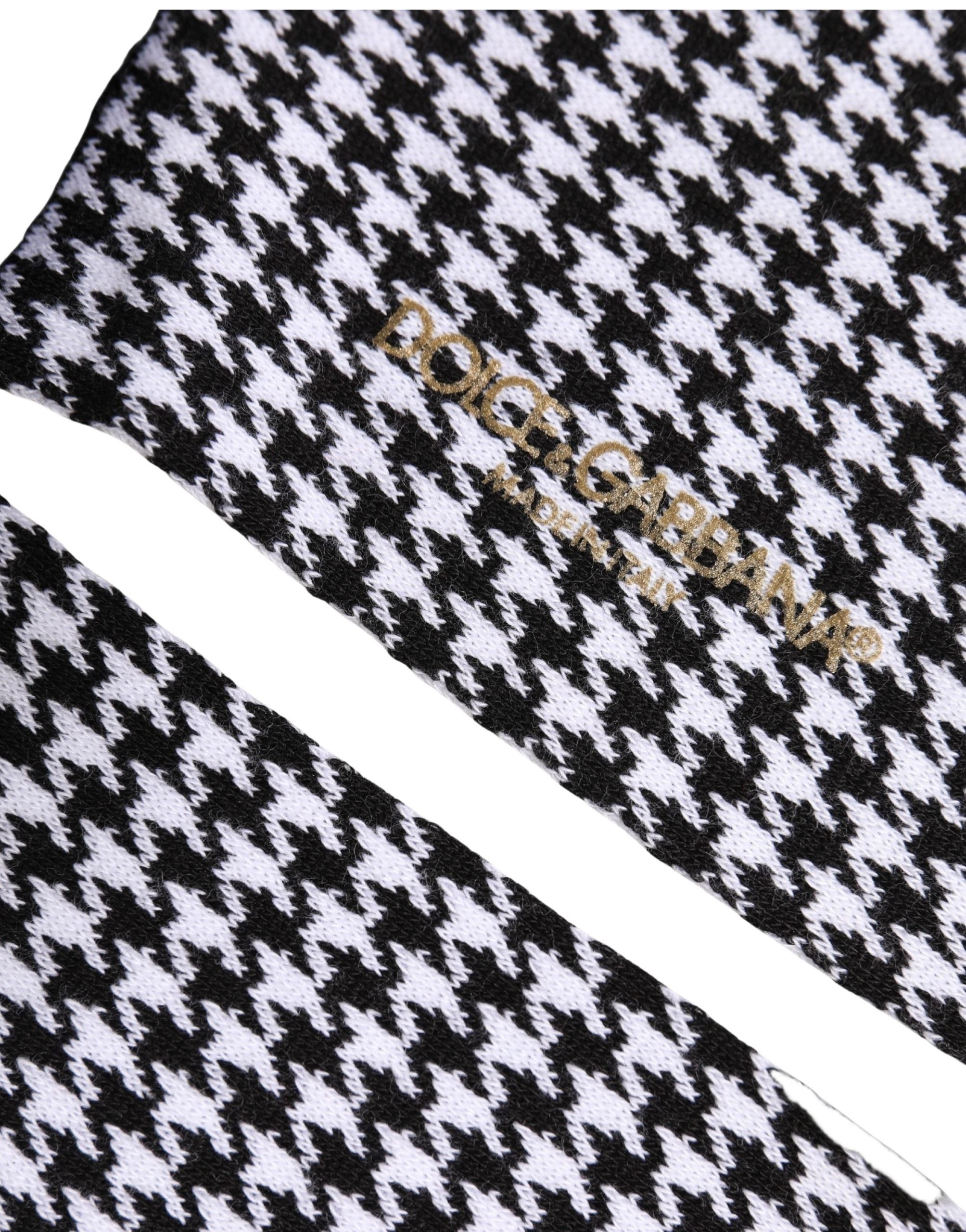 Black White Houndstooth Mid Calf Accessory Socks