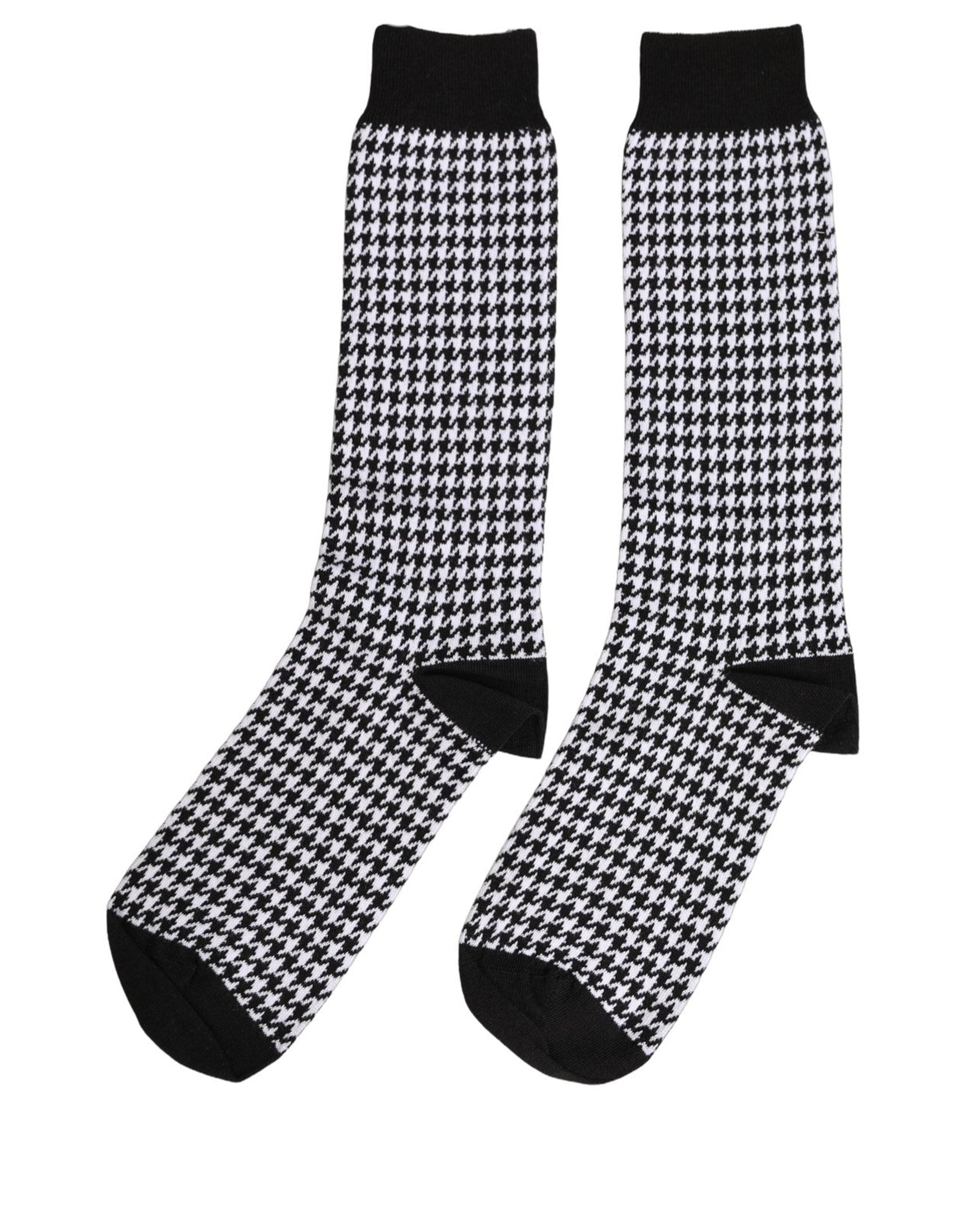 Black White Houndstooth Mid Calf Accessory Socks