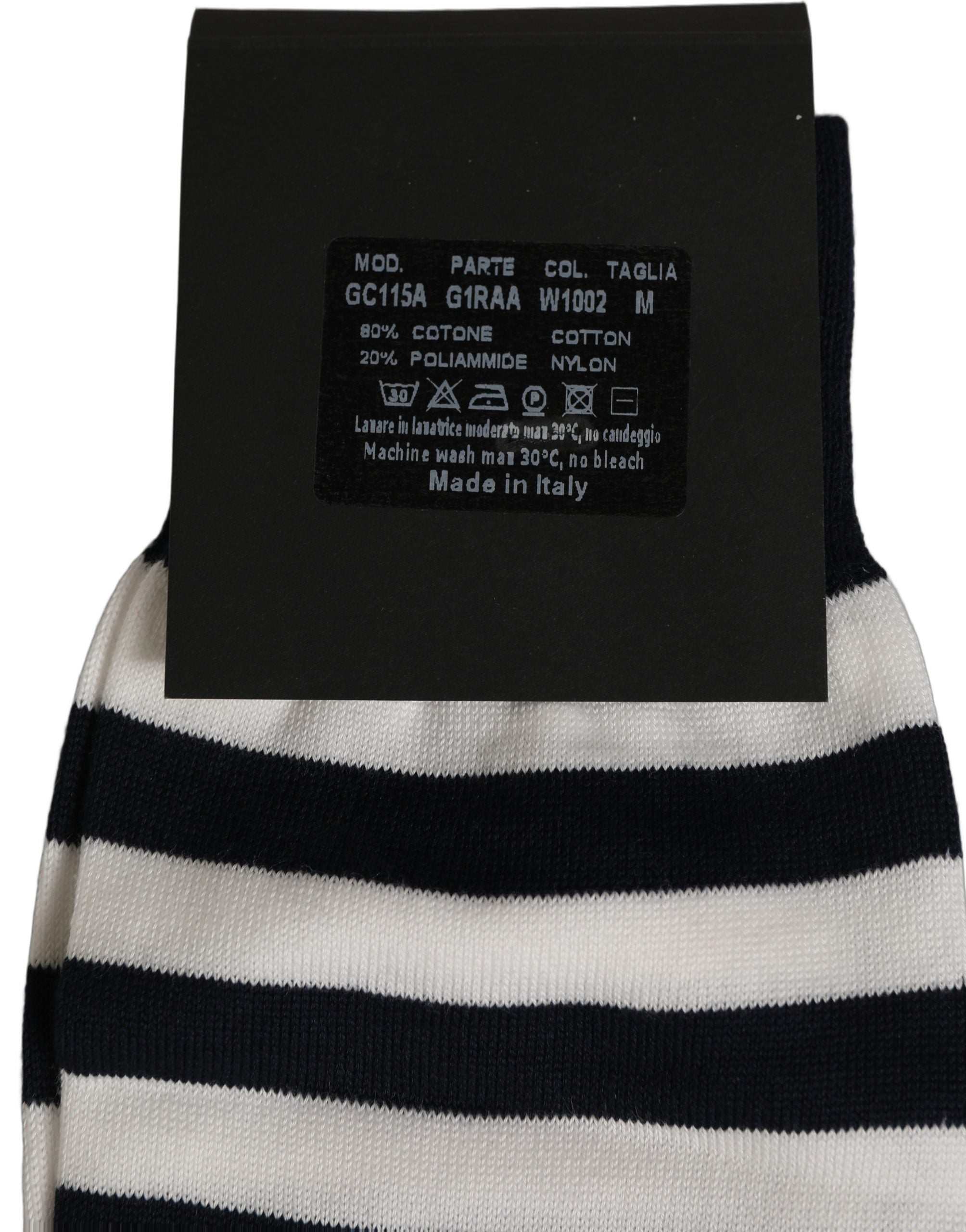 Black White Stripes Cotton Mid Calf Accessory Socks