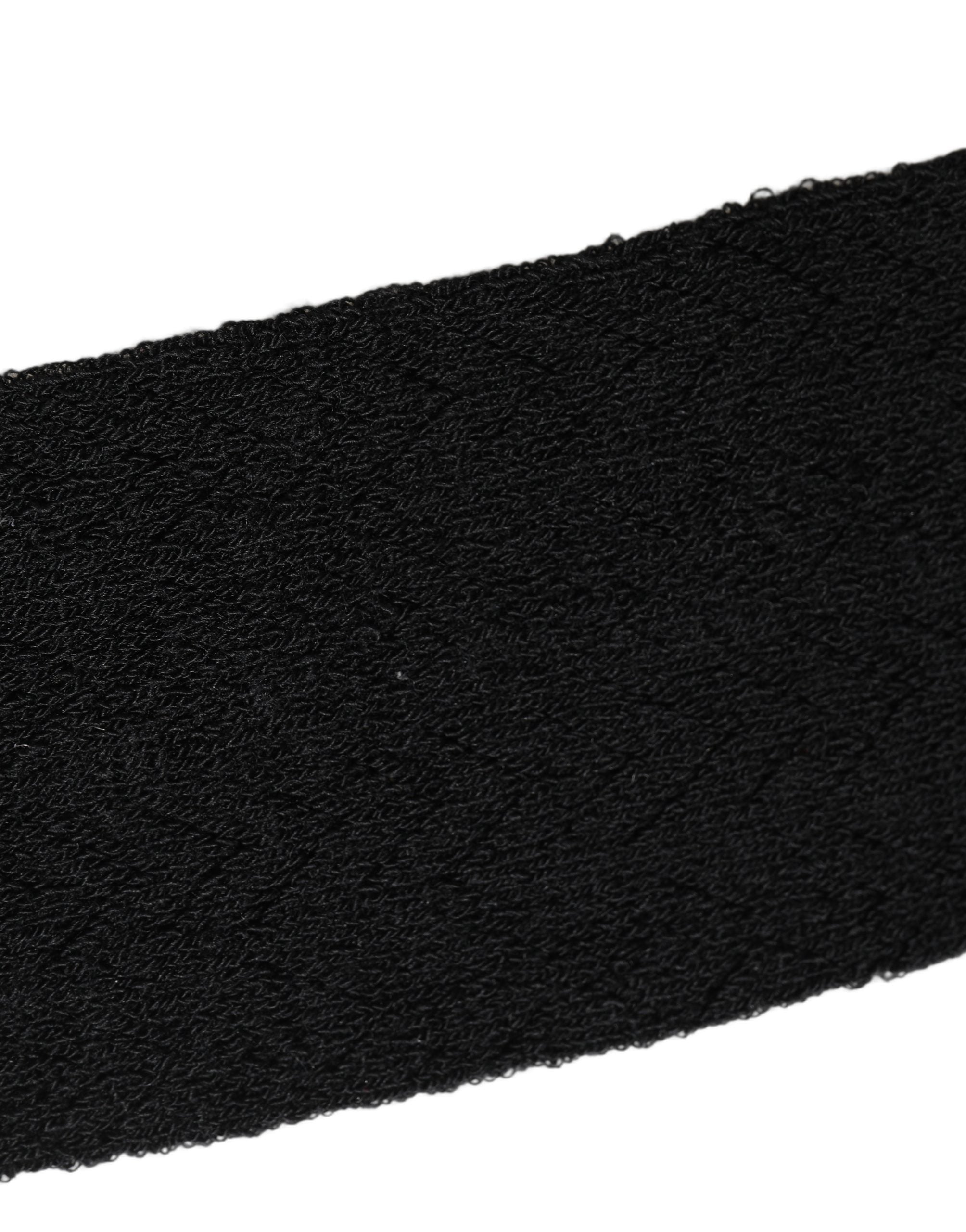 Black Wool Logo Calf Long Women Accessory Socks