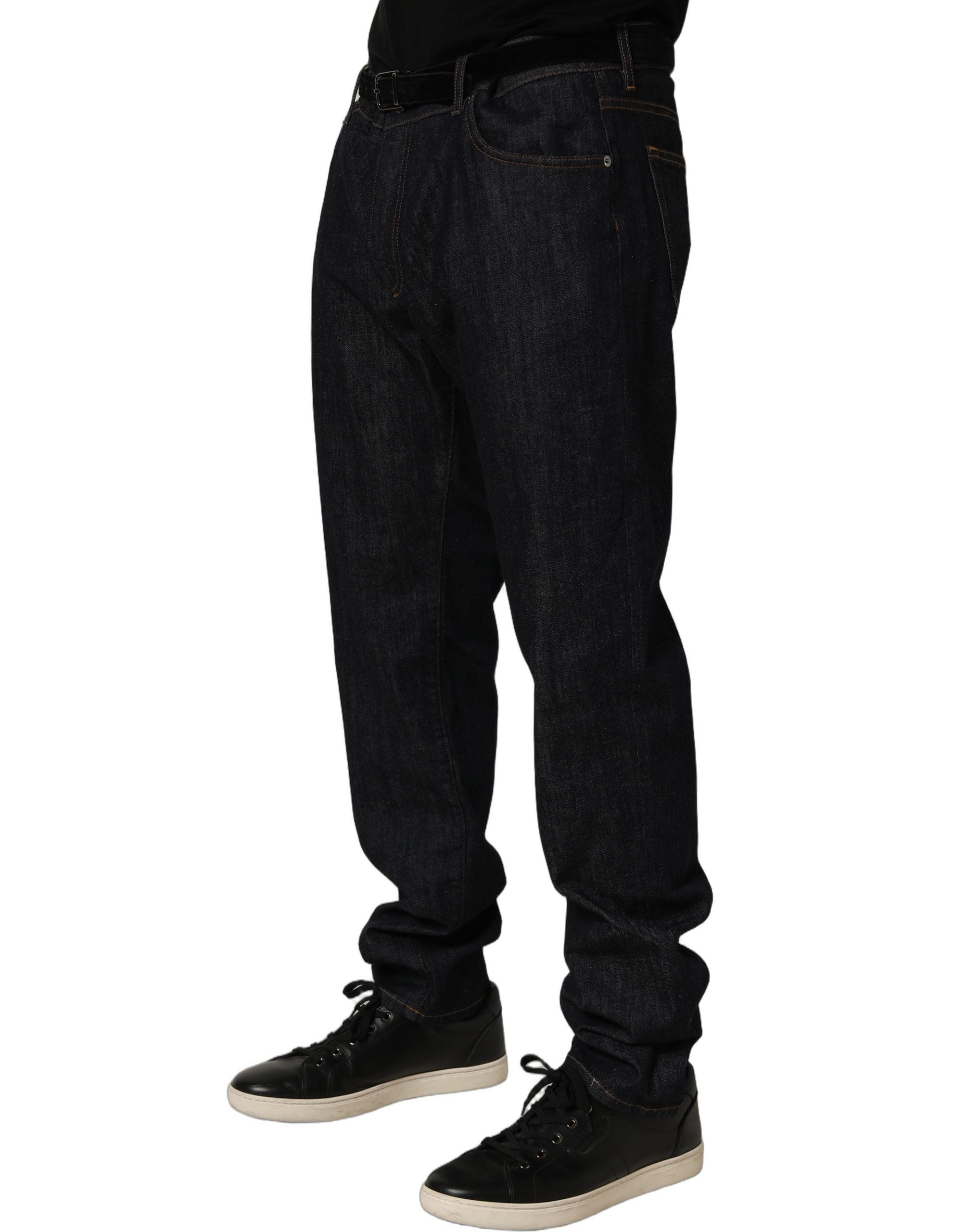 Dark Gray Cotton Slim Fit Men Denim Jeans