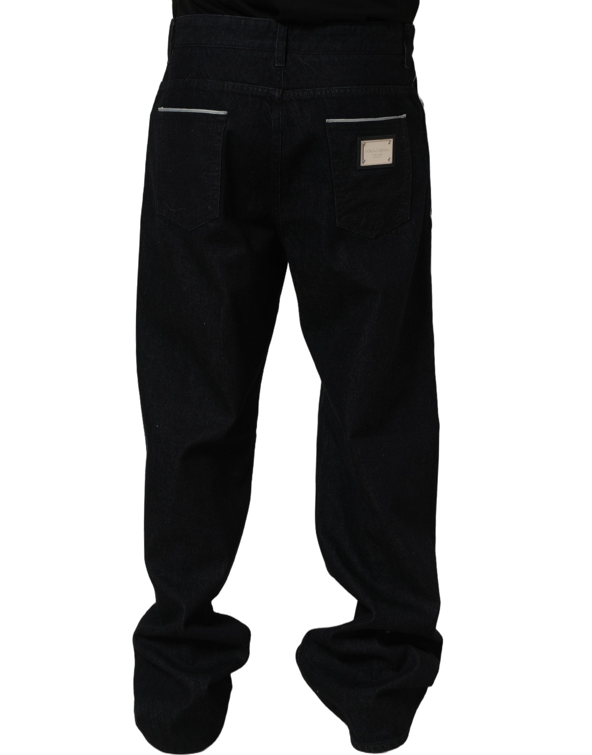 Black Cotton Stretch Straight Men Denim Jeans