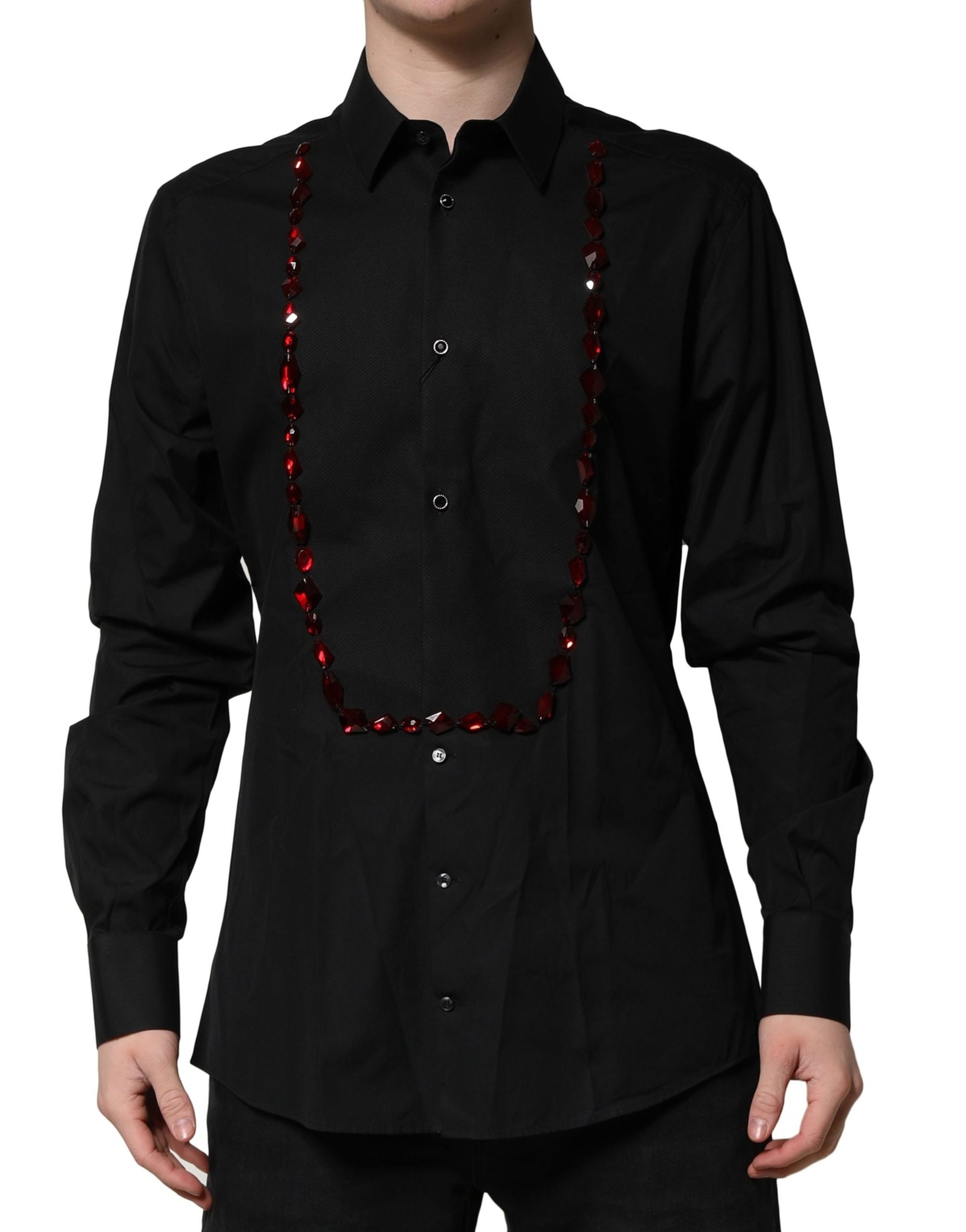 Black Crystal Embellished GOLD Dress Shirt