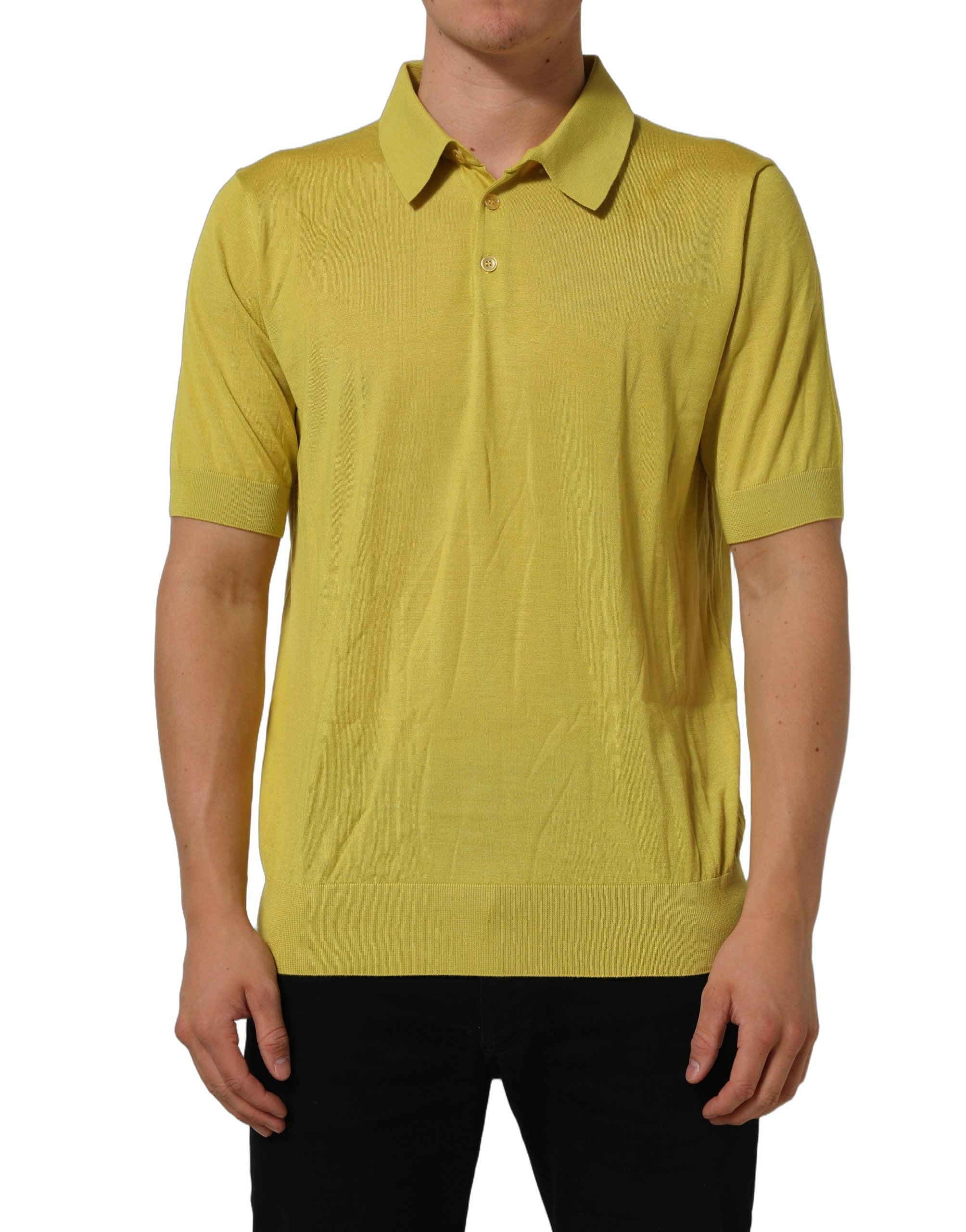 Yellow Cashmere Short Sleeves Polo T-shirt