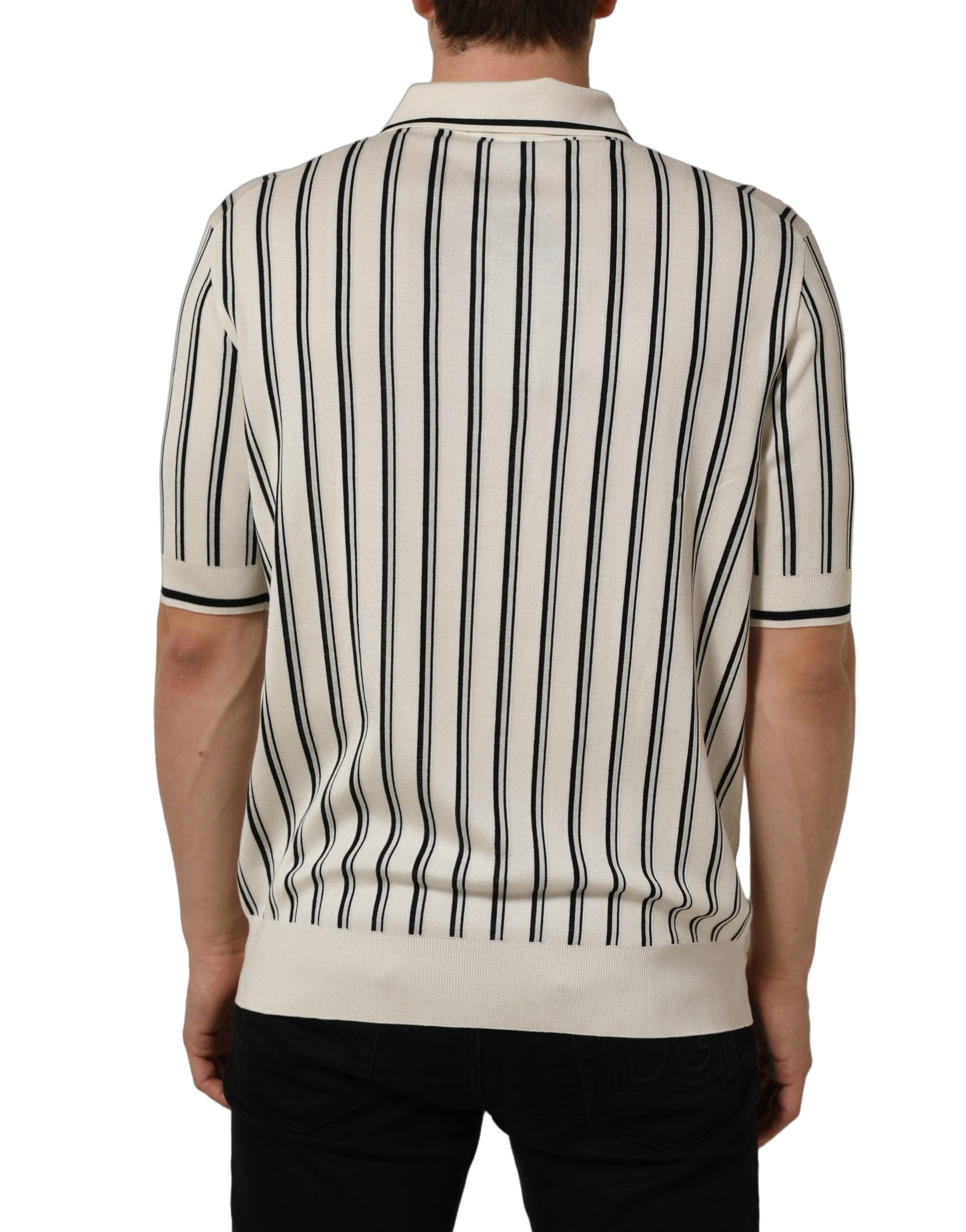 White Black Stripe Collared Polo T-shirt