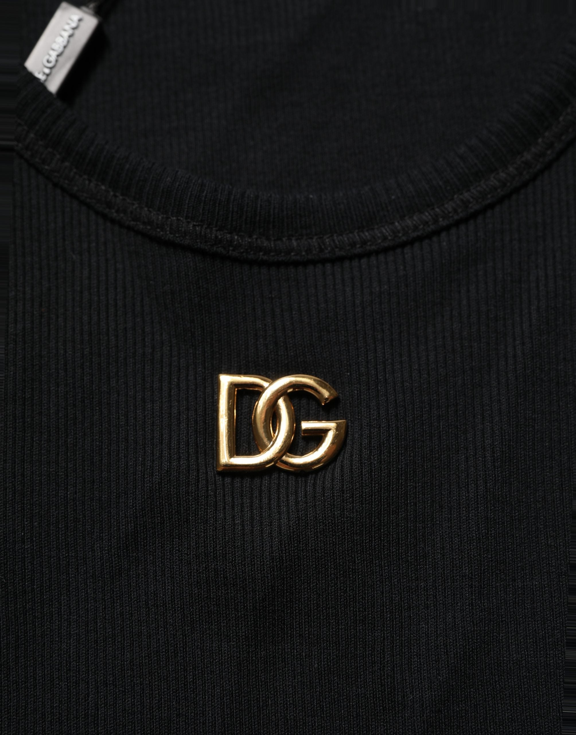 Black DG Logo Cotton Ribbed Tank Top T-shirt