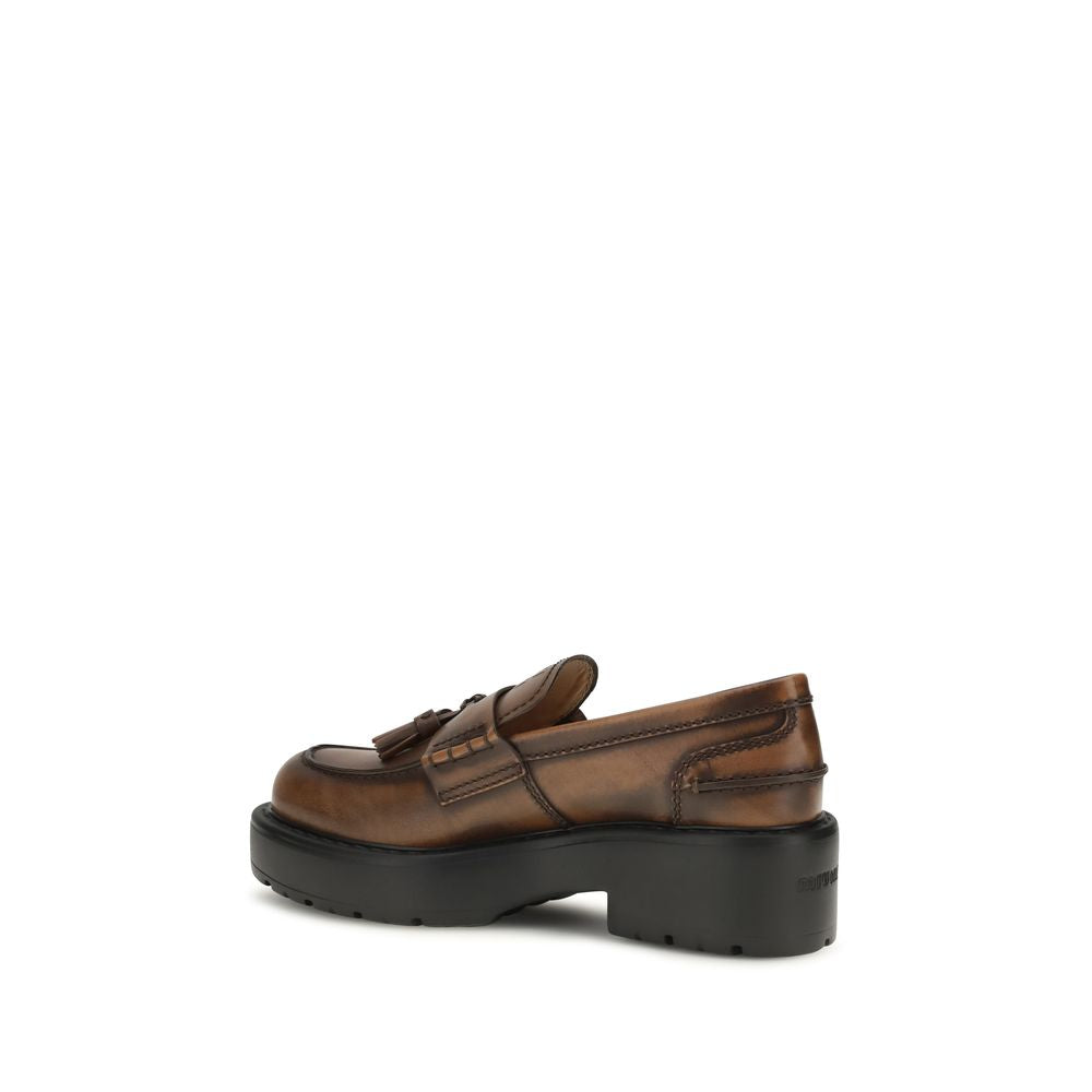 Brown Calf Leather Bos Taurus Platform Loafers