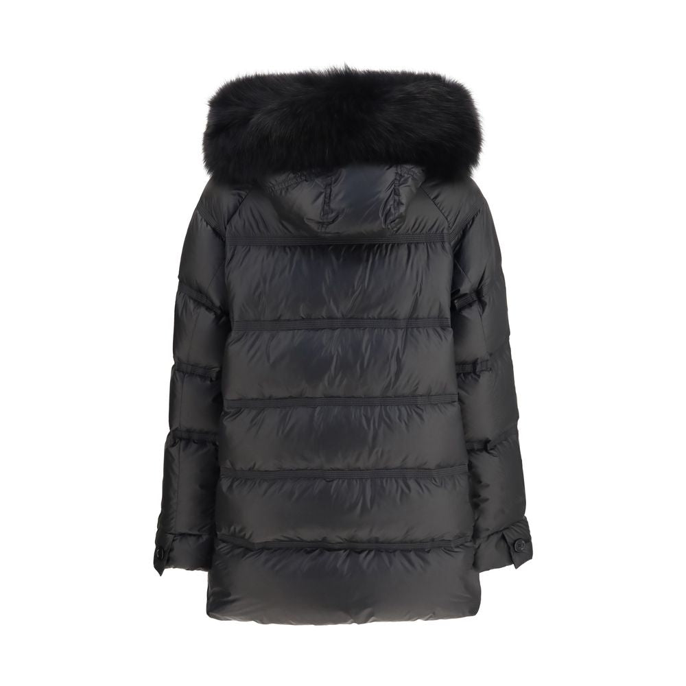 Black Polyester Full-Length Jacket