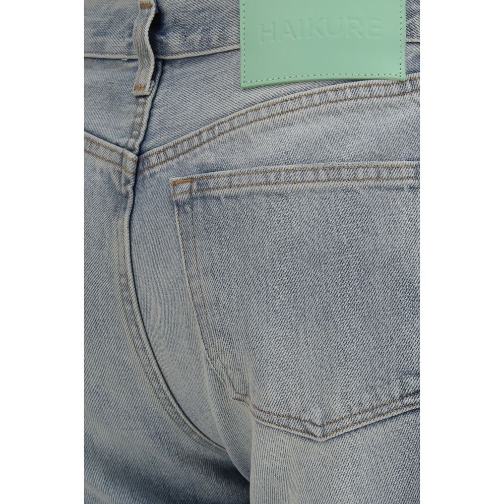 Blue Cotton Straight-Leg Jeans