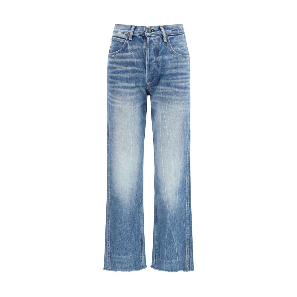 Blue Cotton Bootcut Jeans