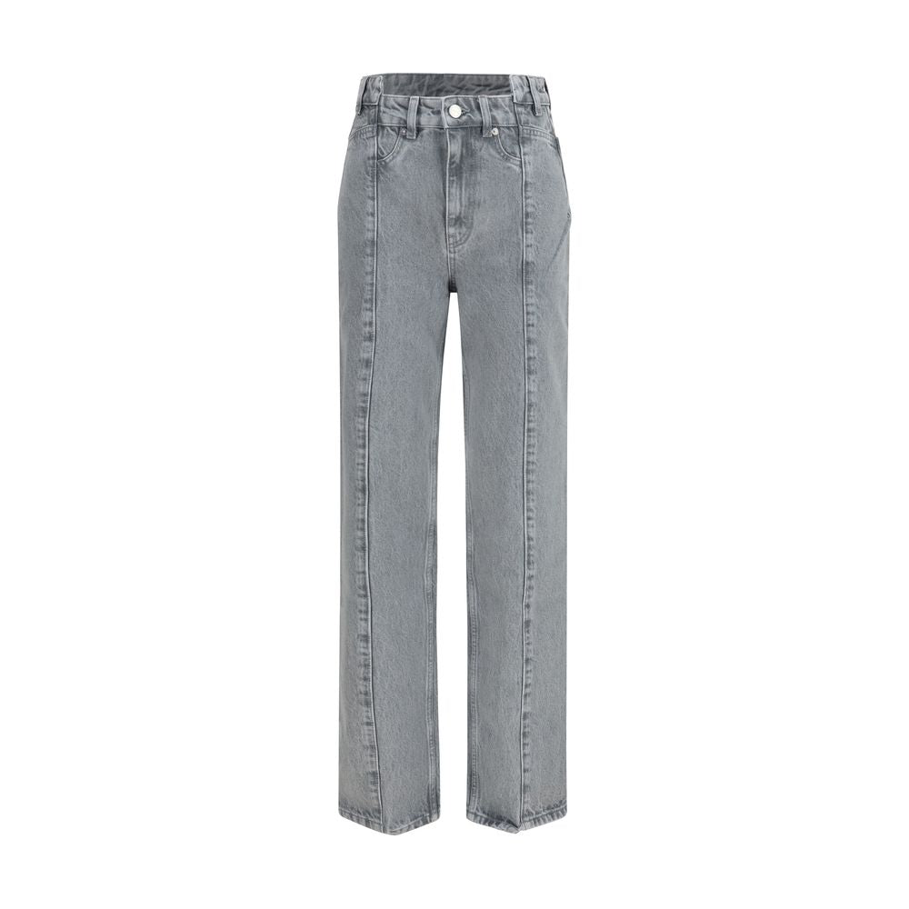 Gray Cotton Straight-Leg Jeans