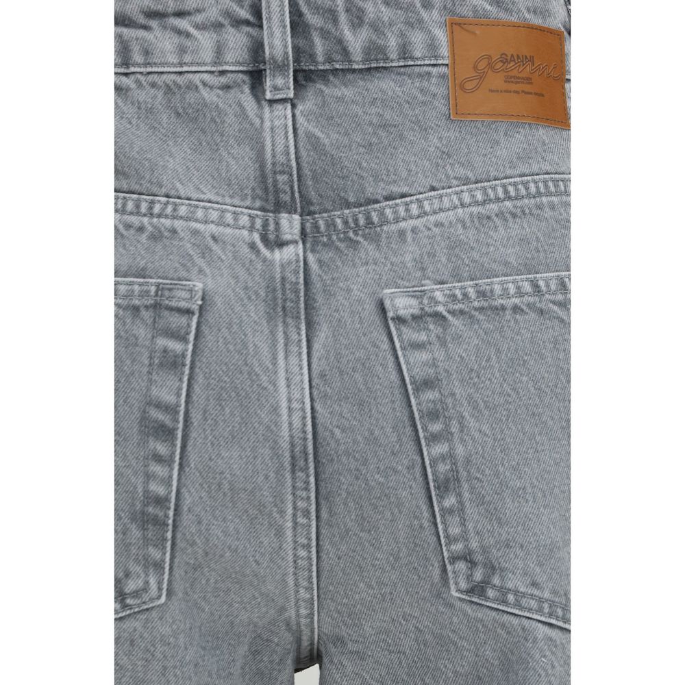 Gray Cotton Straight-Leg Jeans