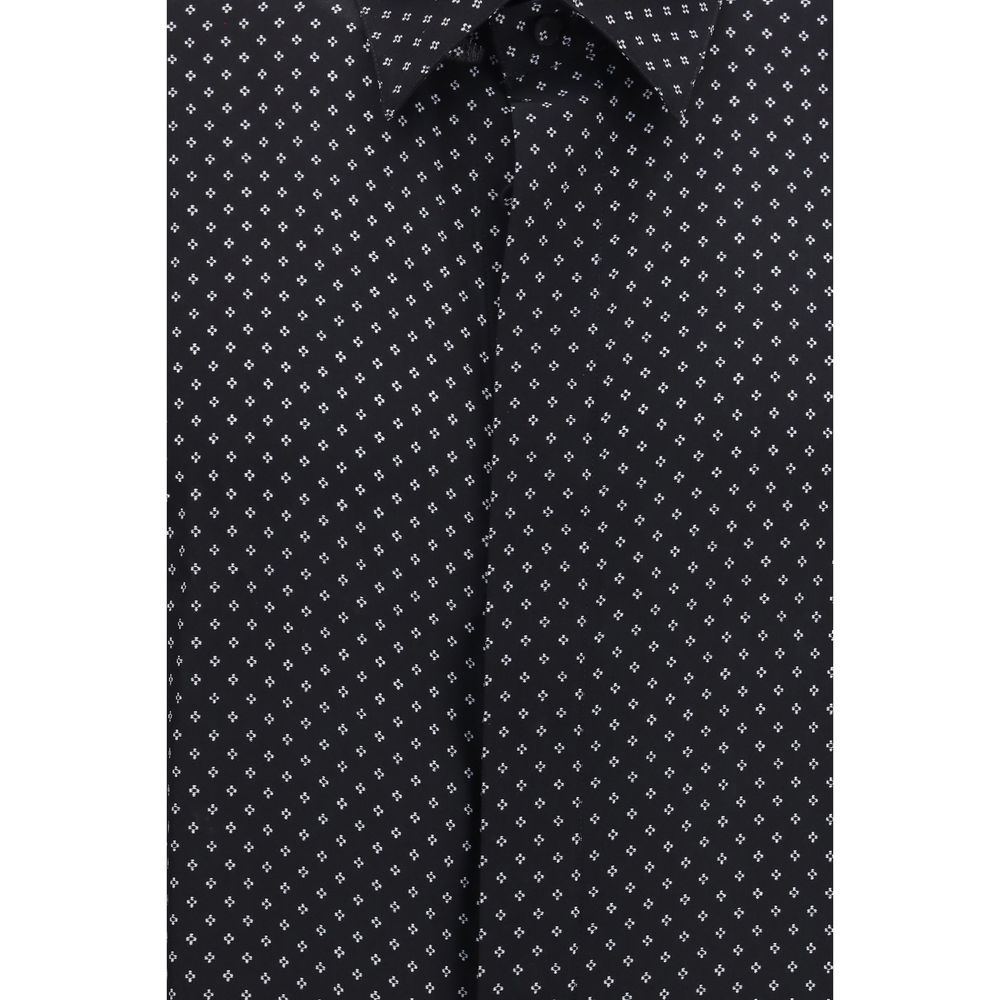 Black Silk Pattern Shirt