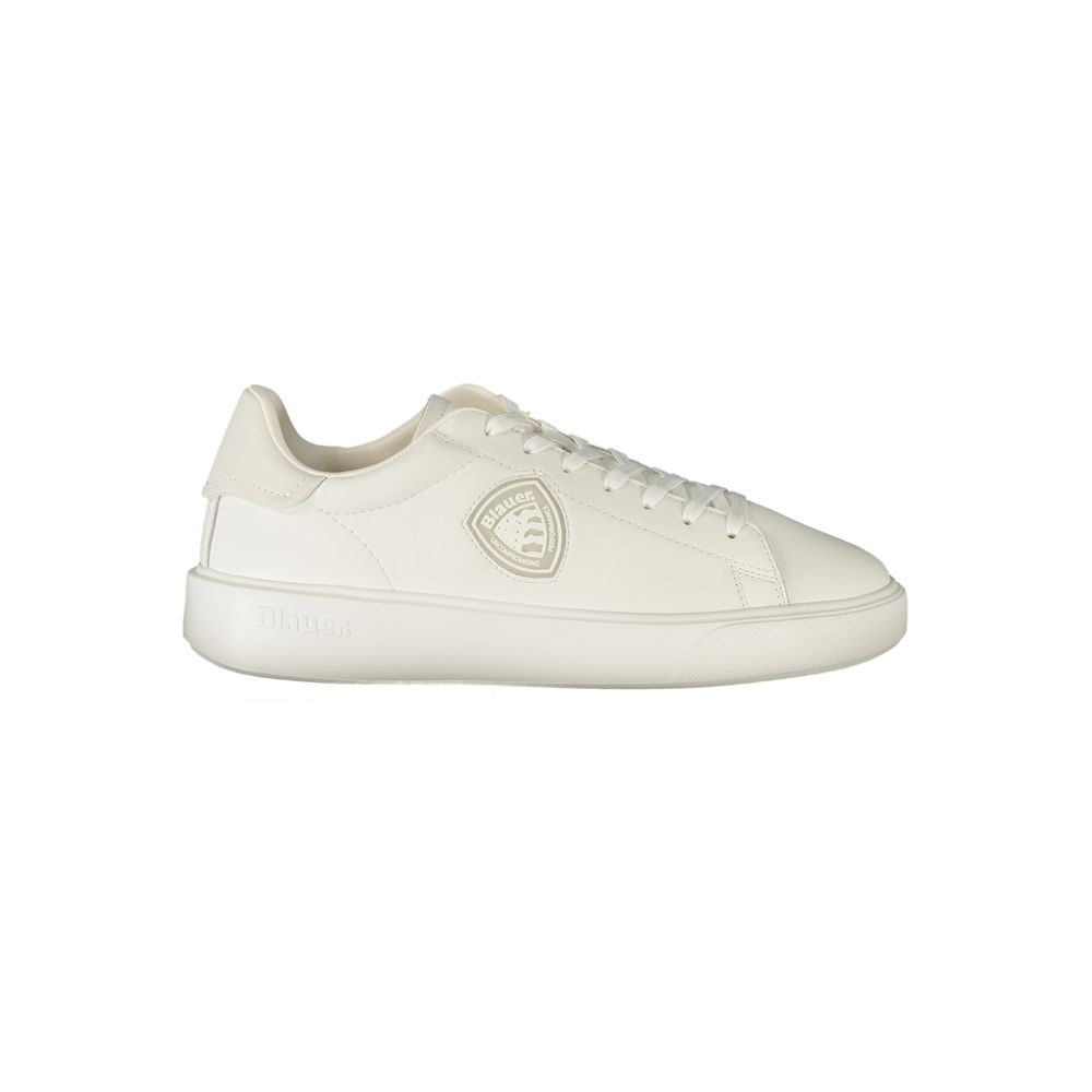 White Polyester Athletic Sneakers