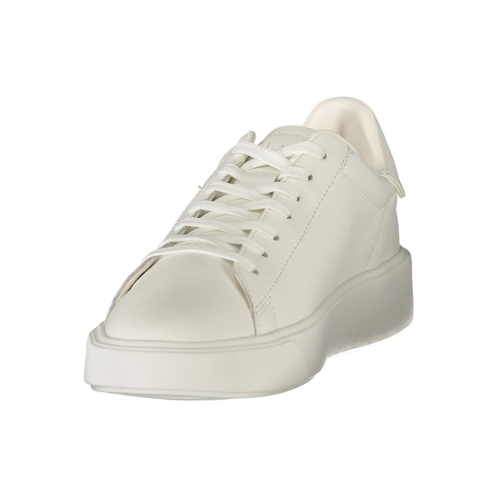 White Polyester Athletic Sneakers