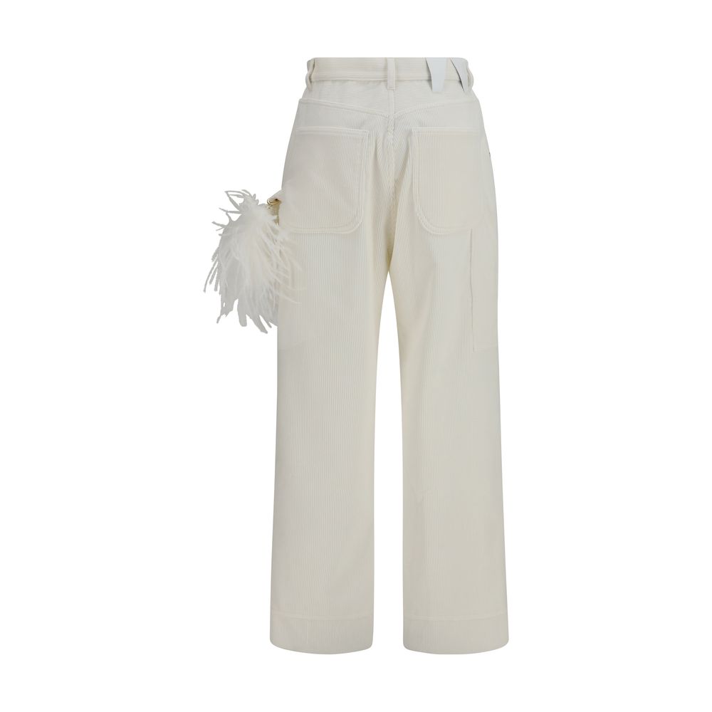 White Cotton Casual Pants