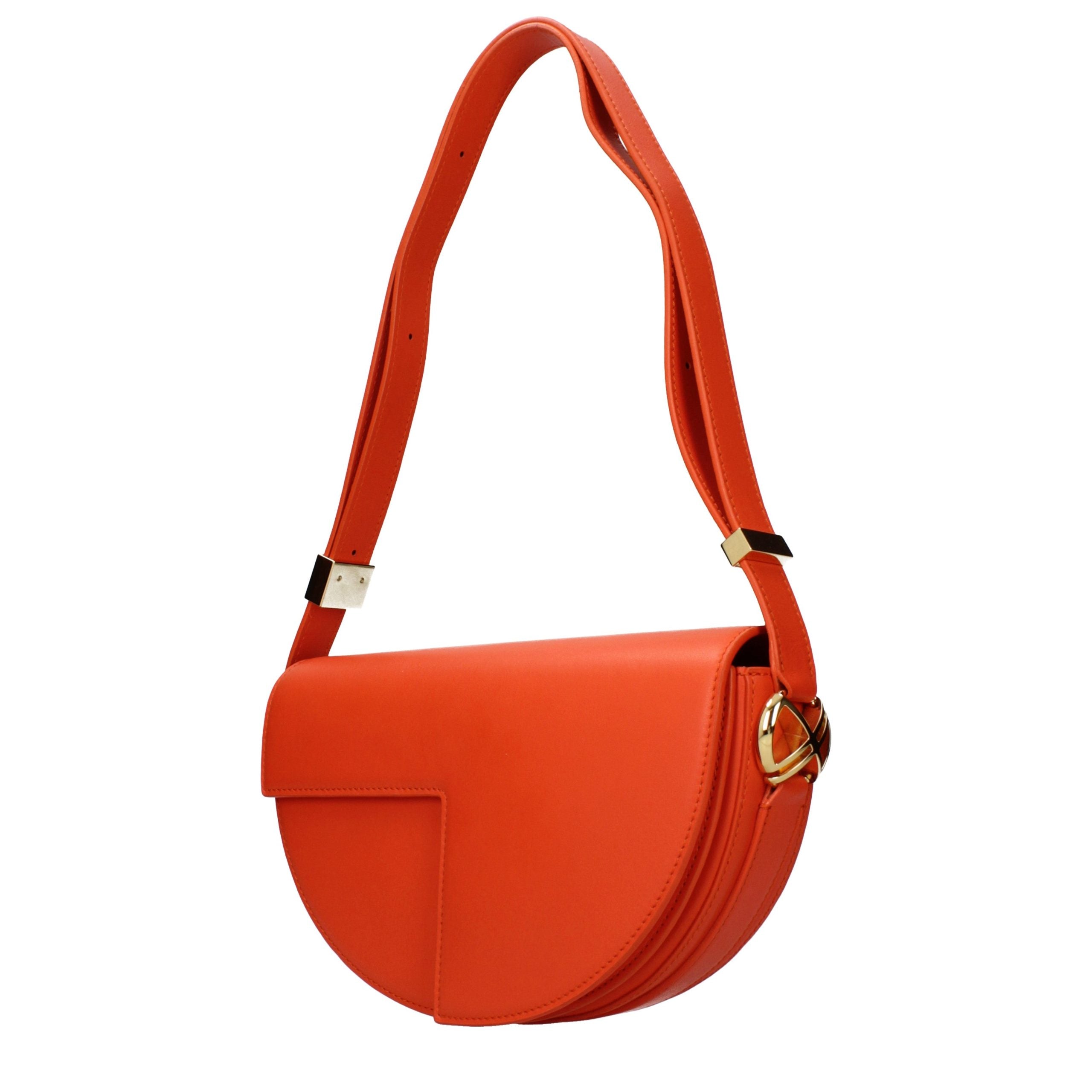 Orange Leather Shoulder Bag