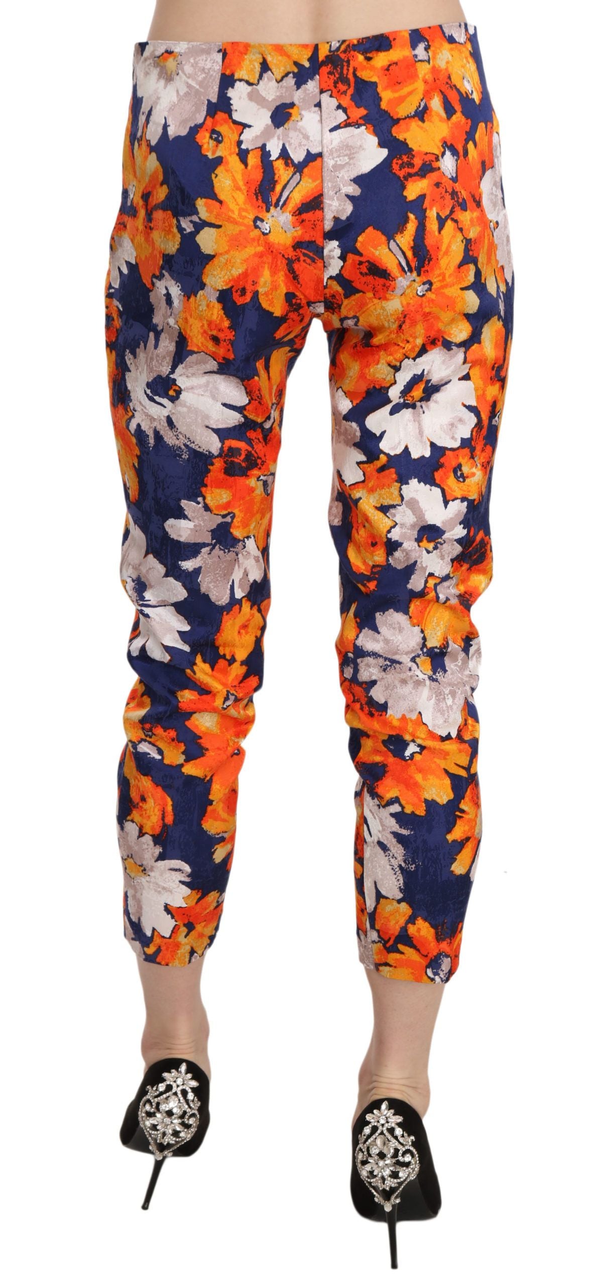 Floral Print Skinny Mid-Waist Pants - ventzia