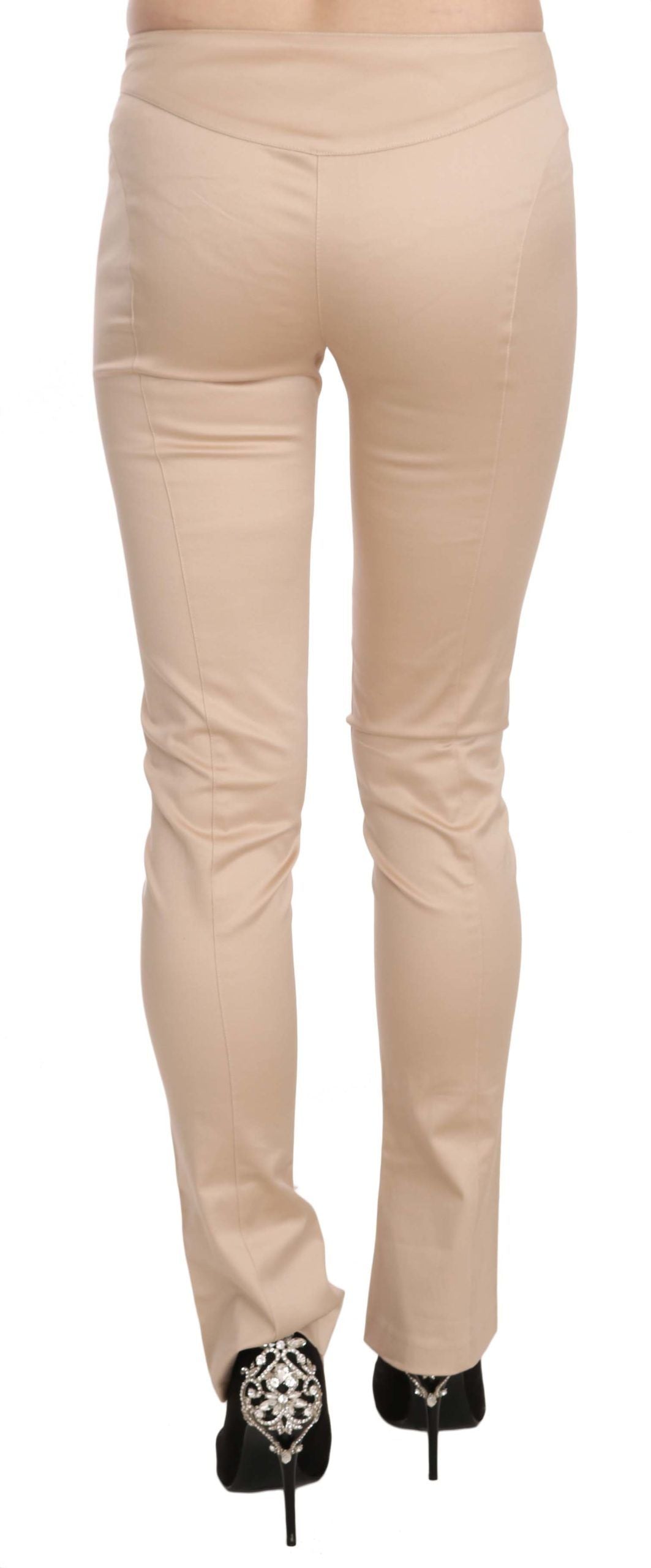 Elegant Cream Low Waist Skinny Trousers - ventzia