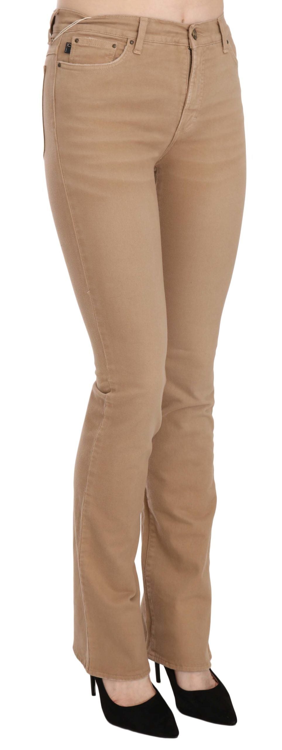 Chic Brown Mid Waist Skinny Trousers - ventzia