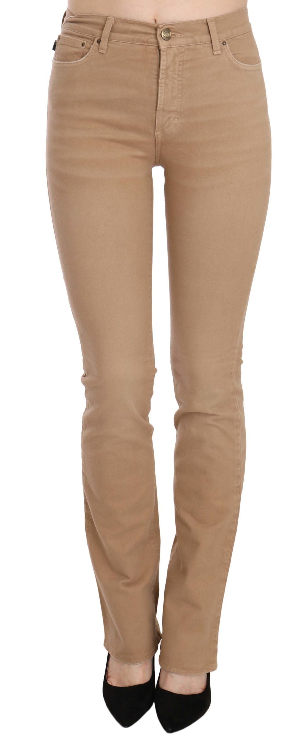 Chic Brown Mid Waist Skinny Trousers - ventzia