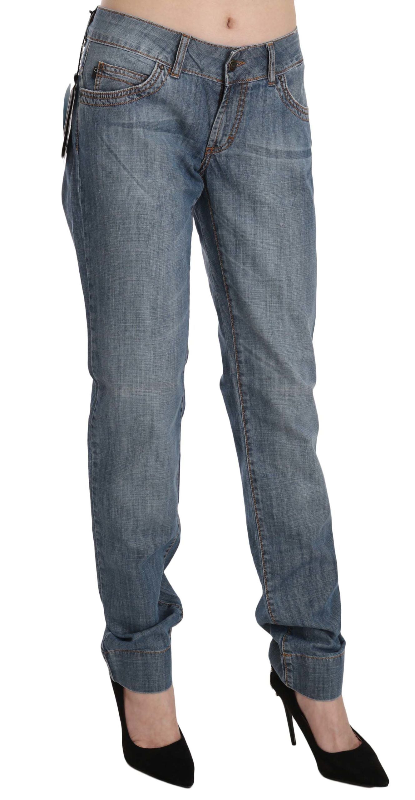 Chic Blue Washed Slim Fit Denim Jeans - ventzia