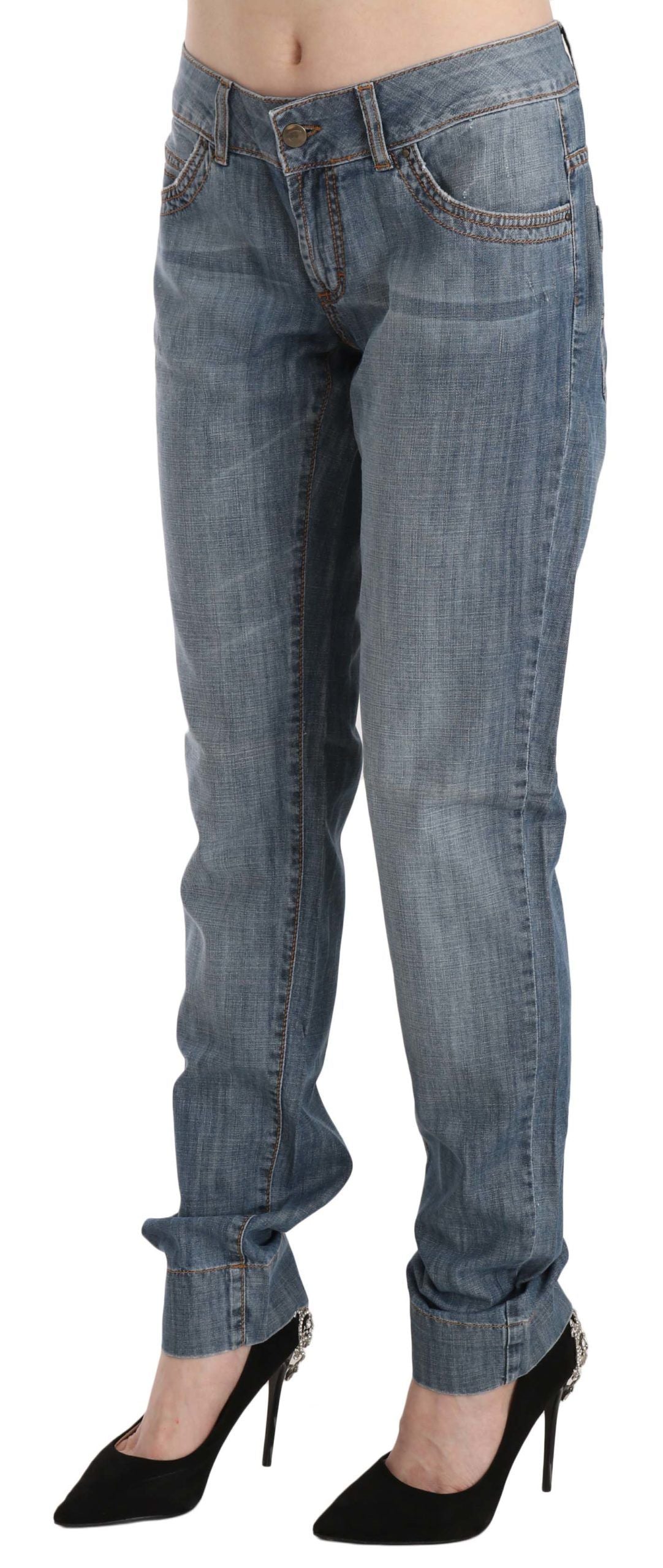 Chic Blue Washed Slim Fit Denim Jeans - ventzia