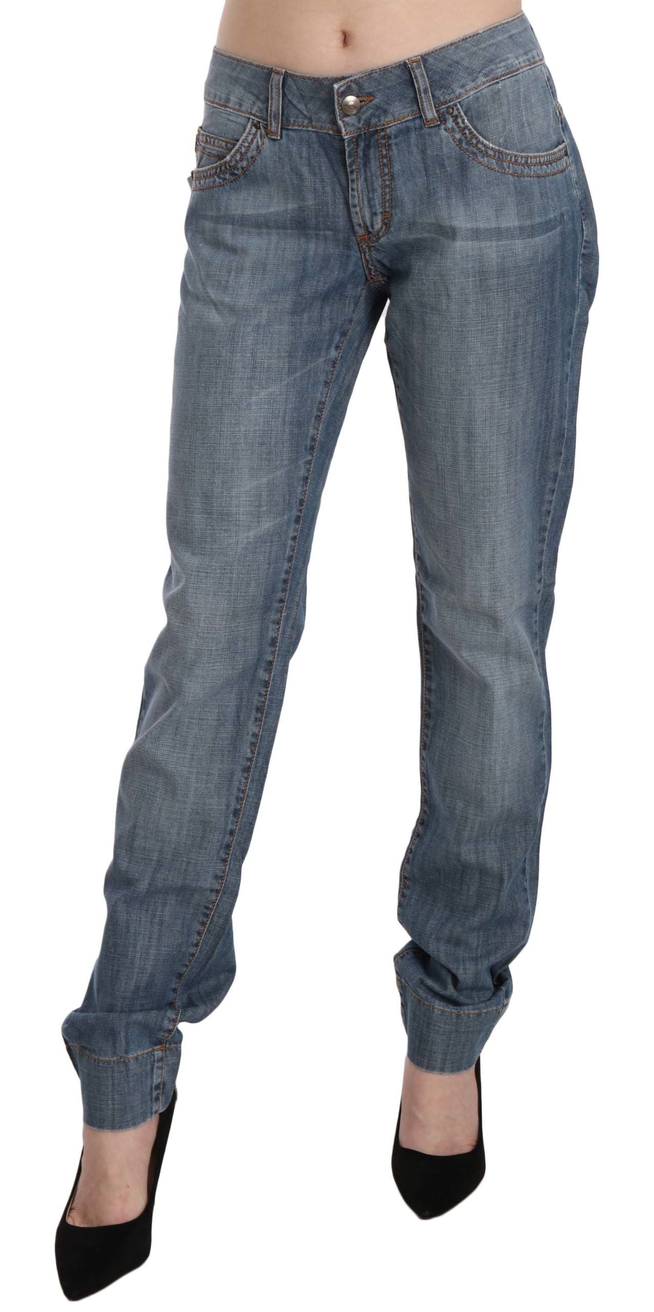 Chic Blue Washed Slim Fit Denim Jeans - ventzia