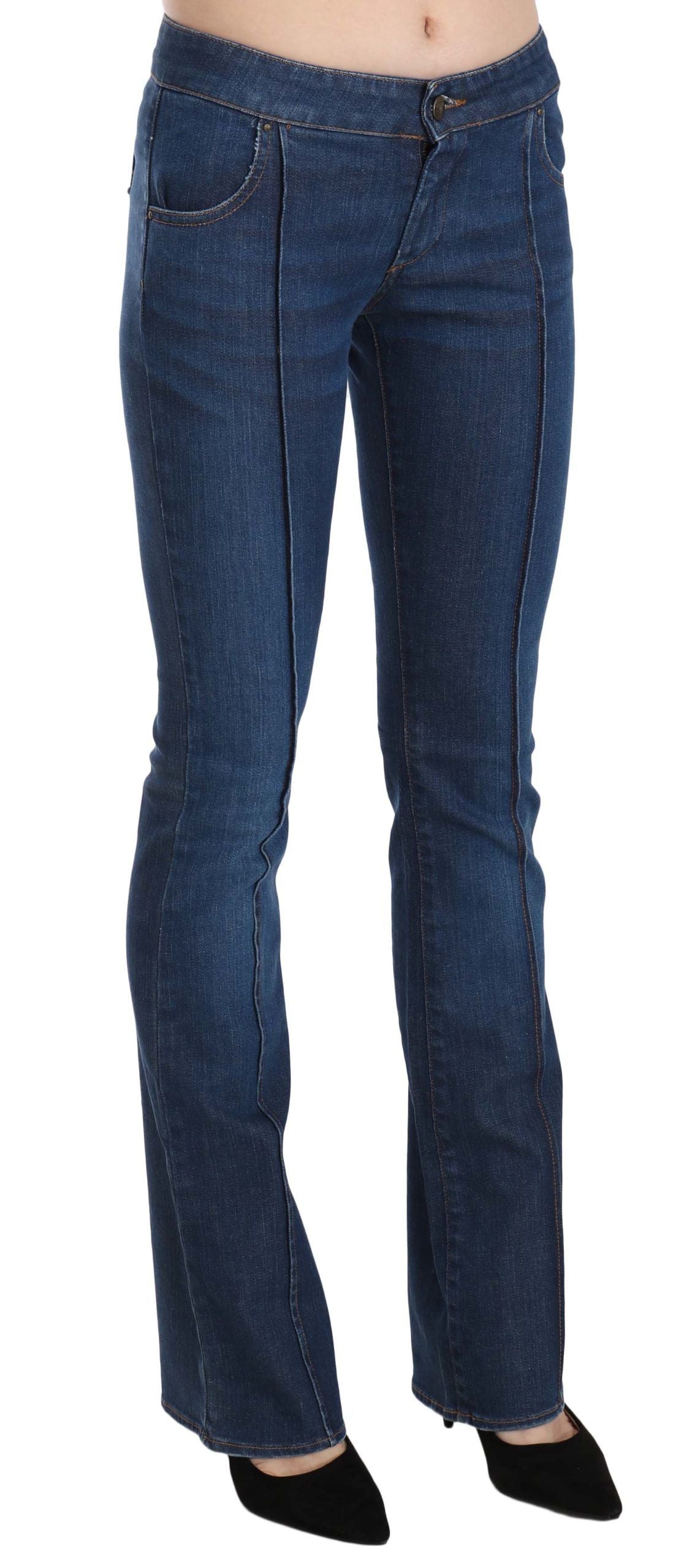 Chic Blue Washed Boot Cut Denim Pants - ventzia