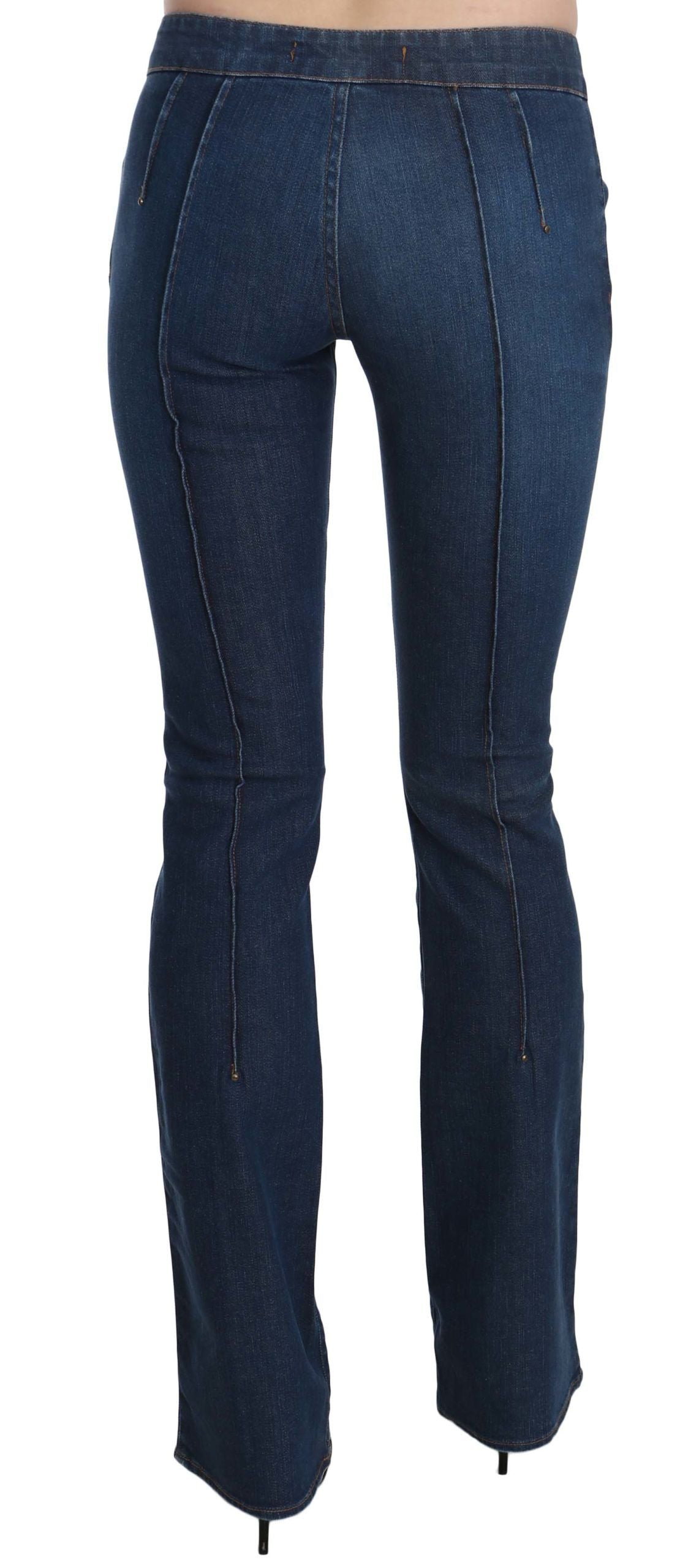 Chic Blue Washed Boot Cut Denim Pants - ventzia