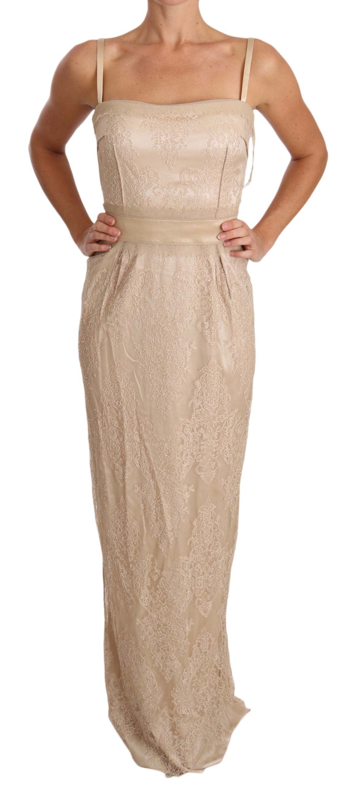 Elegant Beige Sheath Floor-Length Dress - ventzia