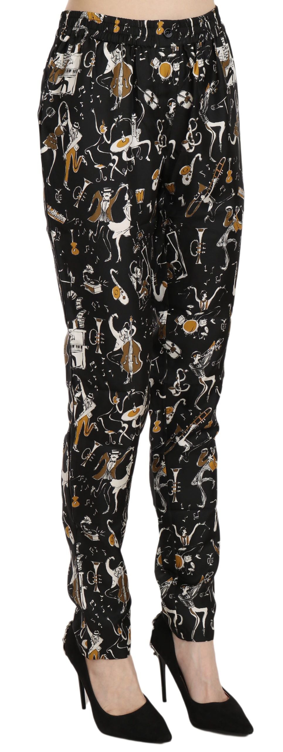 Elegant High Waist Tapered Silk Pants - ventzia