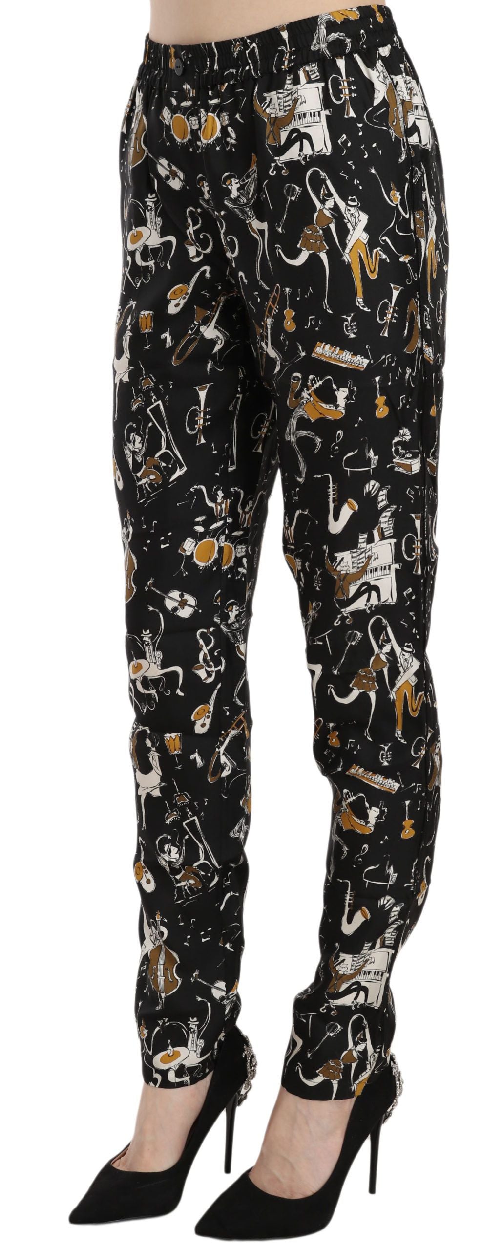 Elegant High Waist Tapered Silk Pants - ventzia