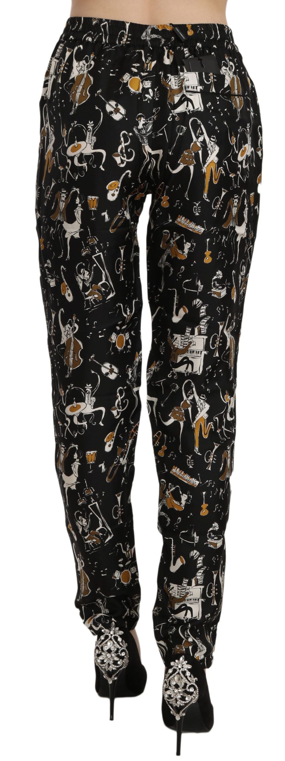 Elegant High Waist Tapered Silk Pants - ventzia