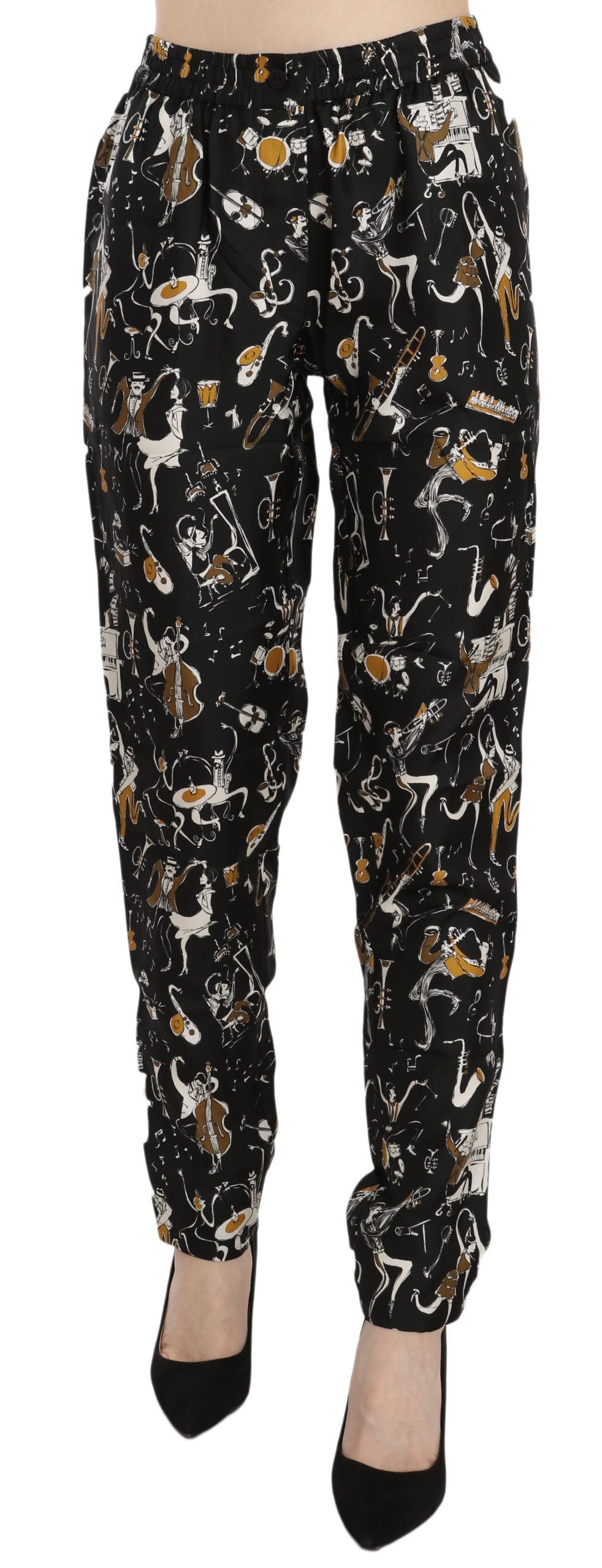 Elegant High Waist Tapered Silk Pants - ventzia